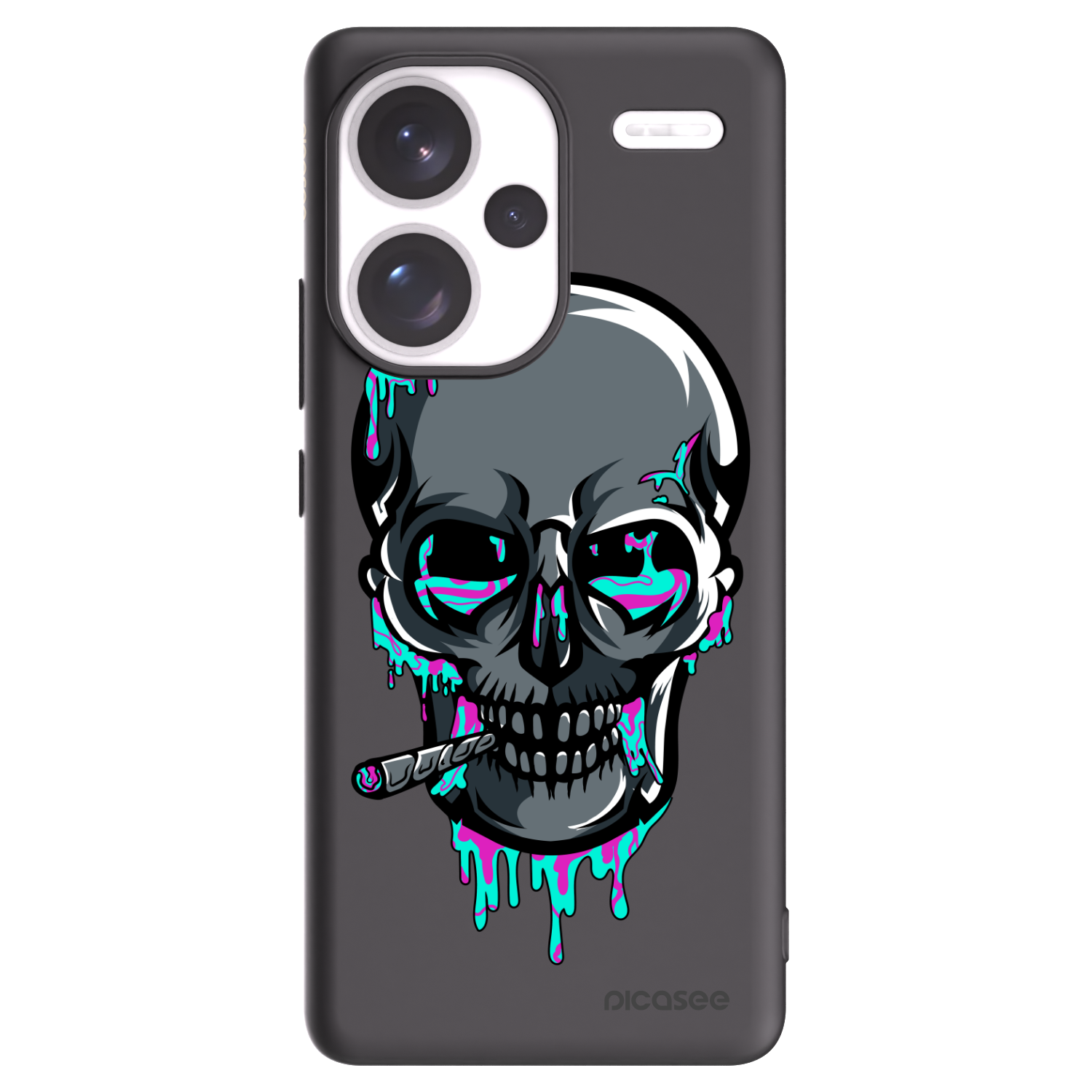 Picasee silikónový čierny obal pre Xiaomi Redmi Note 13 Pro+ 5G - EARTH - Lebka 3.0