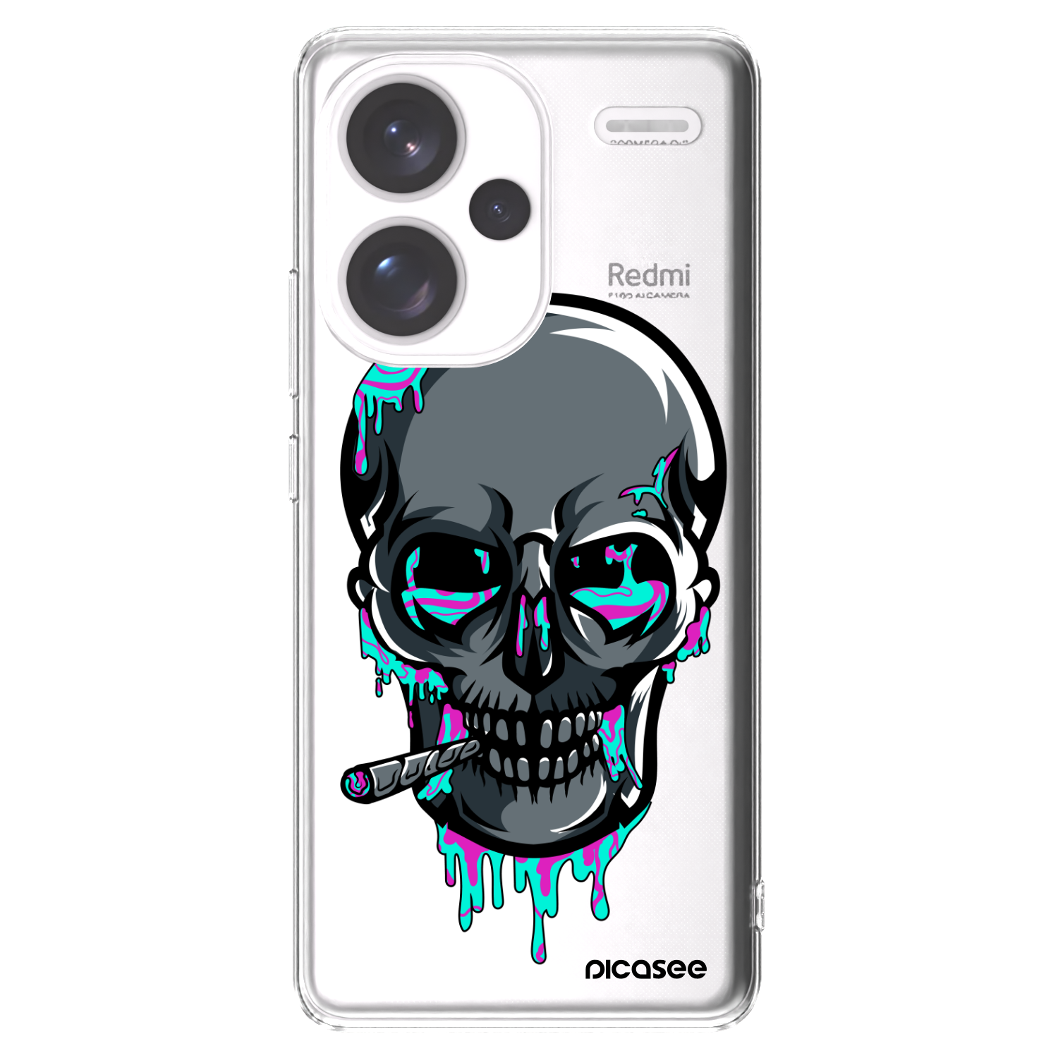 Picasee silikónový prehľadný obal pre Xiaomi Redmi Note 13 Pro+ 5G - EARTH - Lebka 3.0