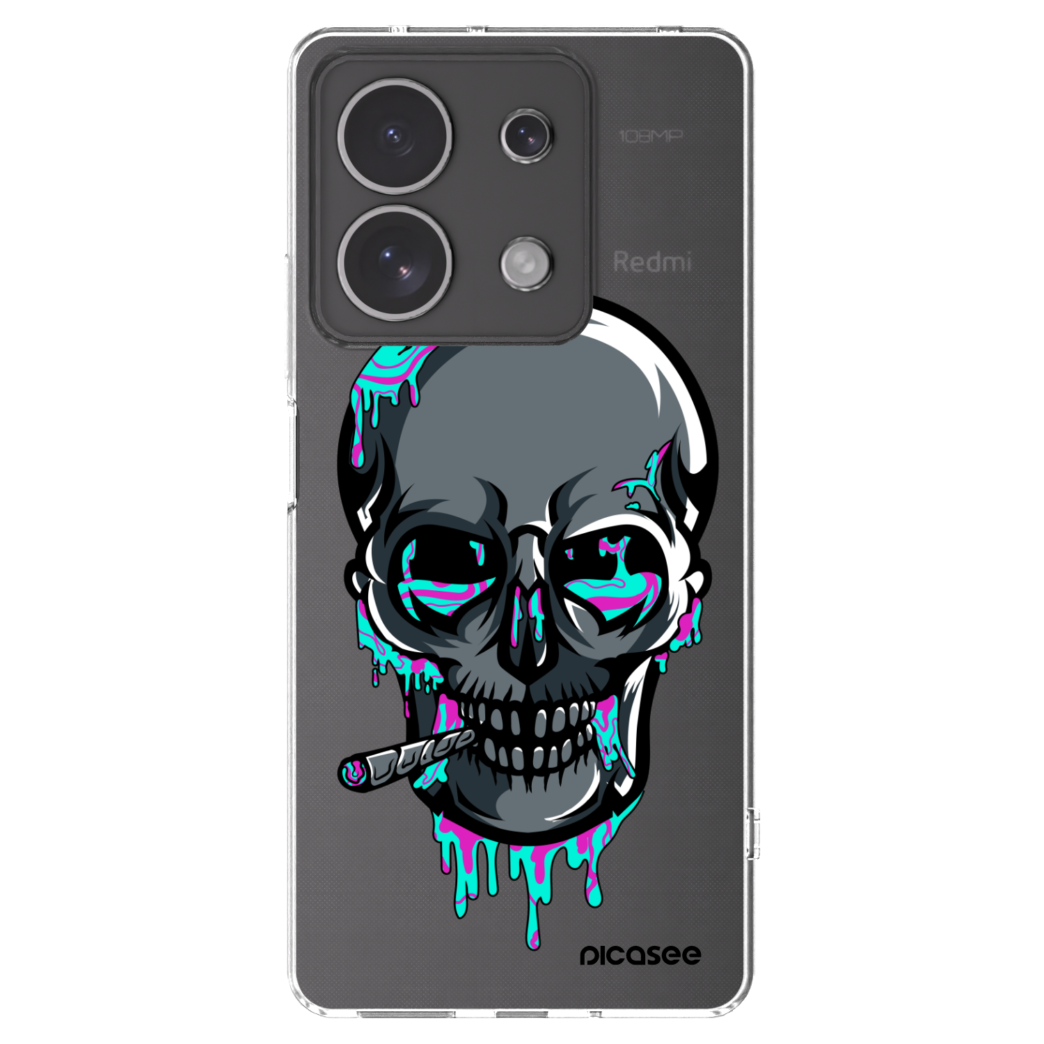 Picasee silikónový prehľadný obal pre Xiaomi Redmi Note 13 4G - EARTH - Lebka 3.0