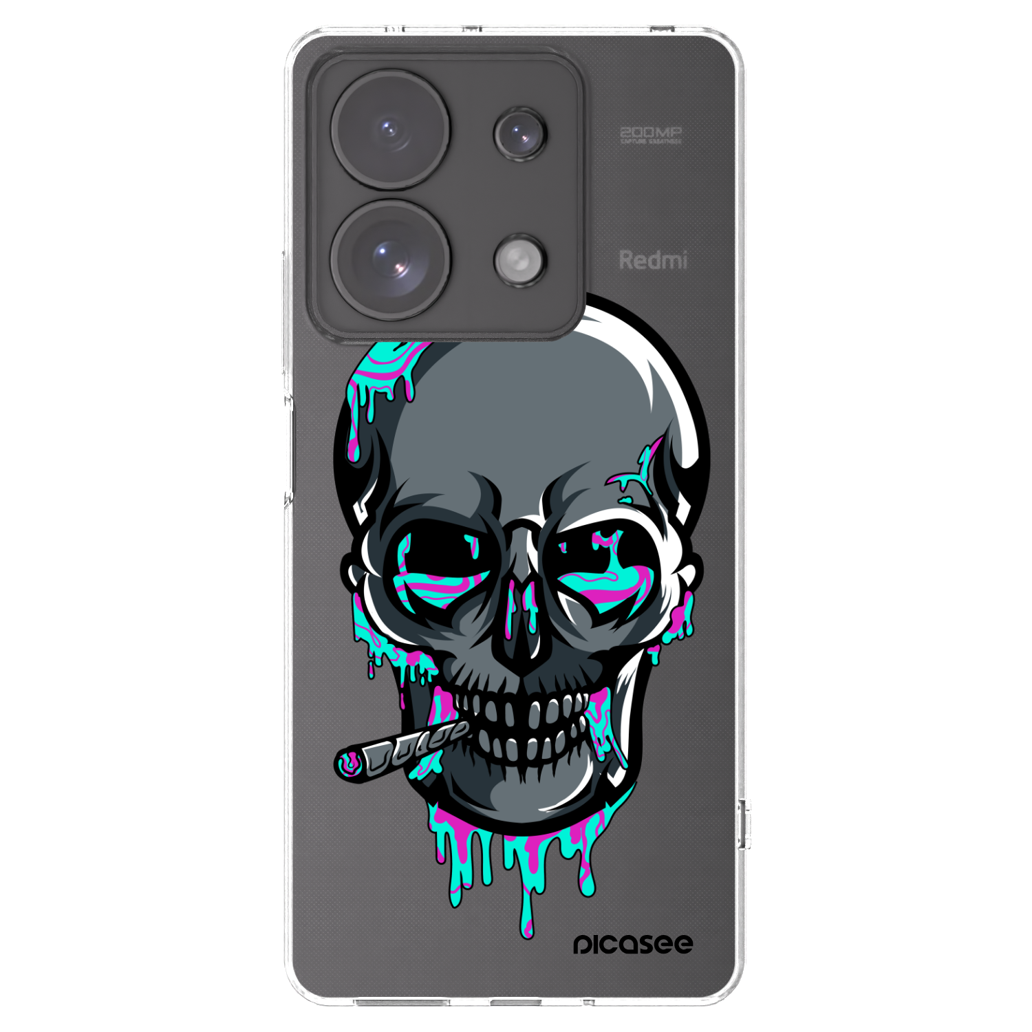 Picasee silikónový prehľadný obal pre Xiaomi Redmi Note 13 Pro 4G - EARTH - Lebka 3.0
