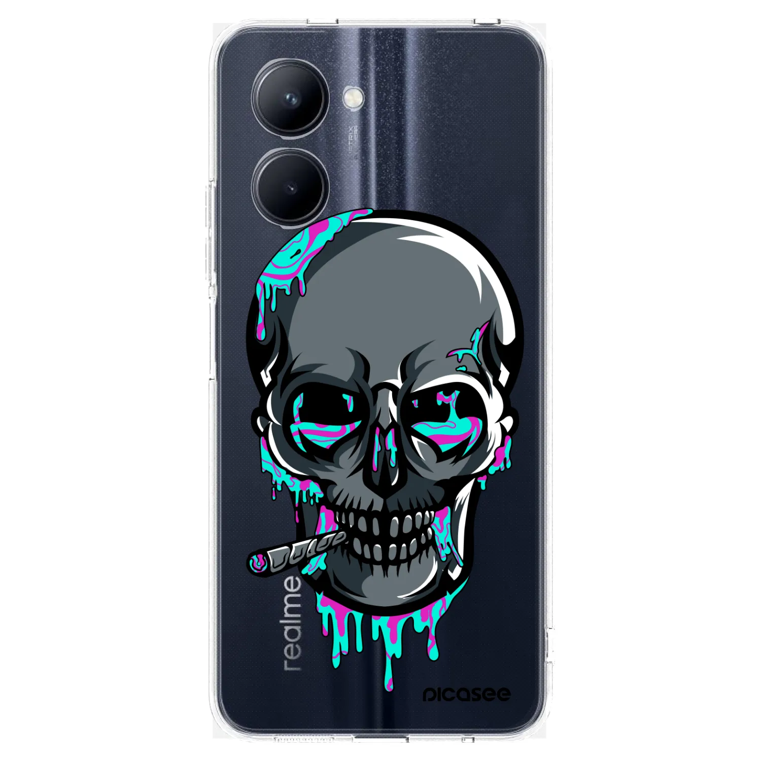 Picasee silikónový prehľadný obal pre Realme C33 (2023) - EARTH - Lebka 3.0