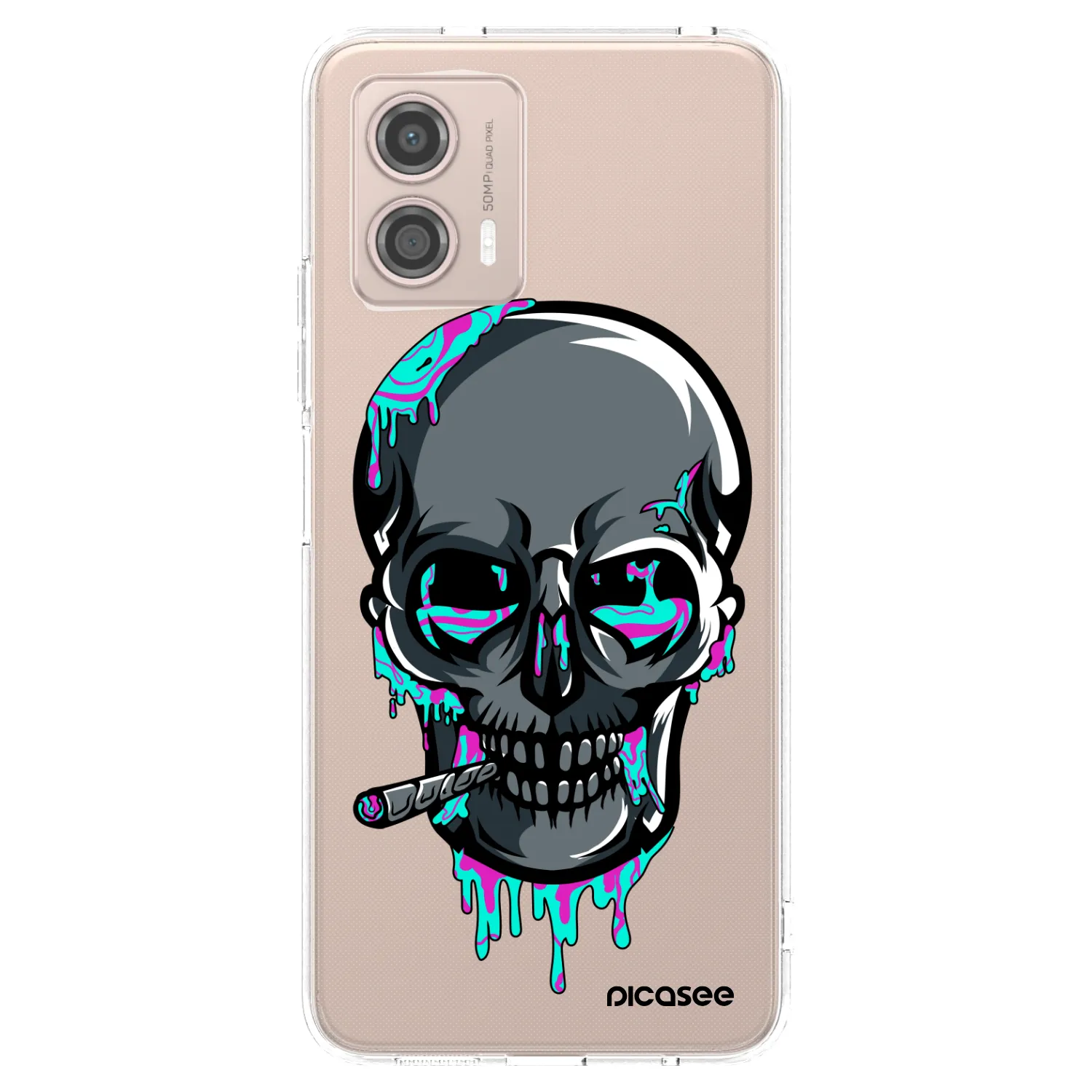 Picasee silikónový prehľadný obal pre Motorola Moto G53 5G - EARTH - Lebka 3.0