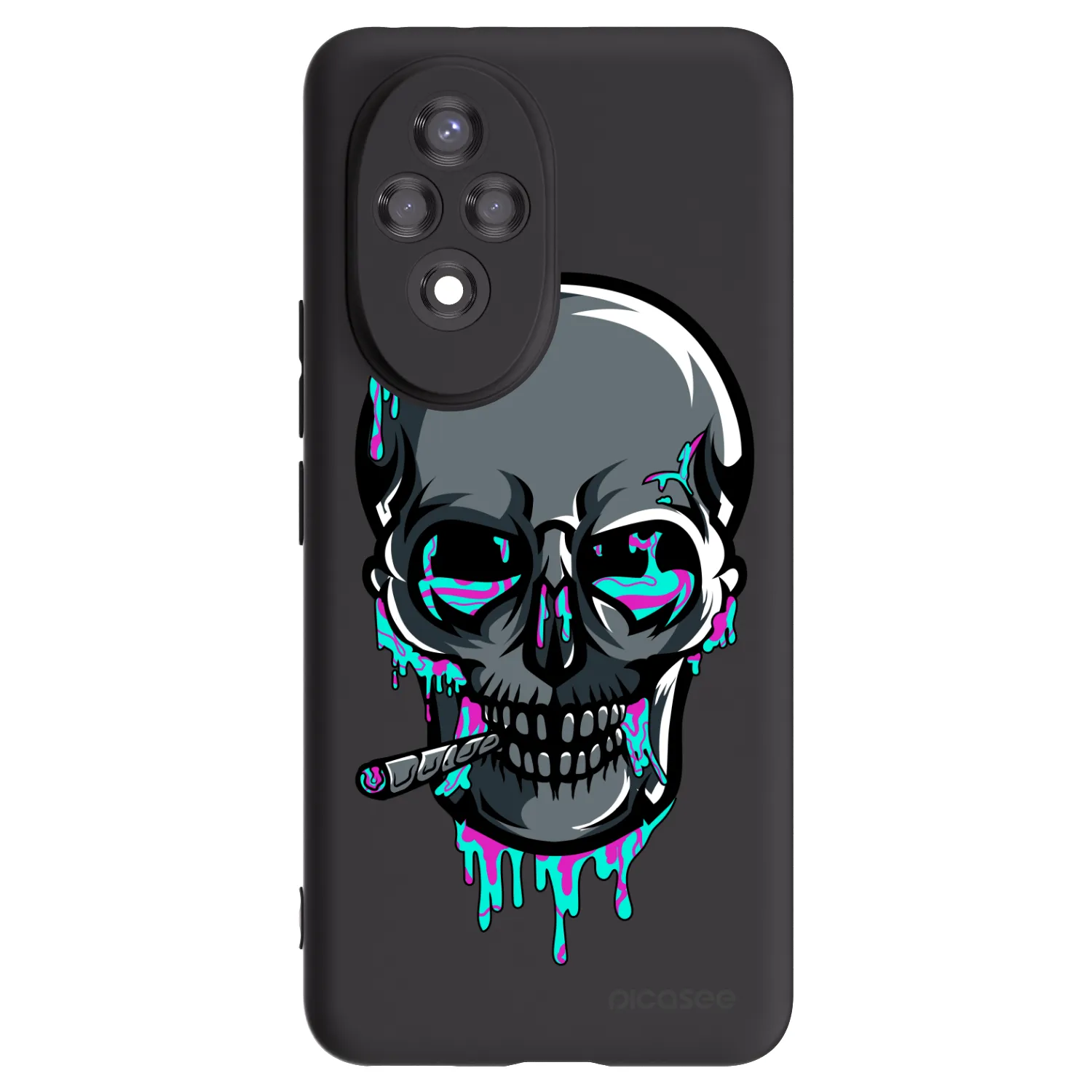 Silikónový čierny obal pre Honor 200 Pro 5G - EARTH - Lebka 3.0