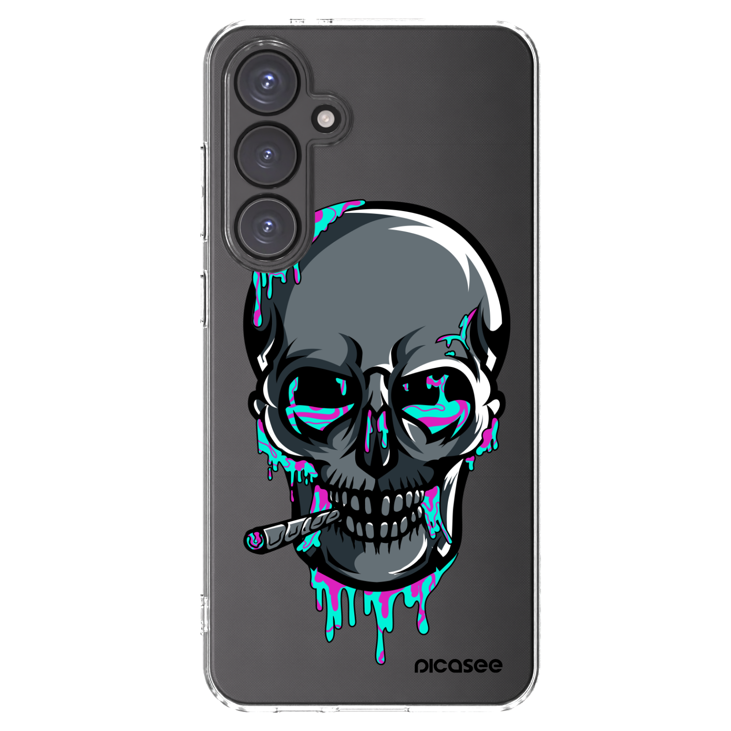 Picasee silikónový prehľadný obal pre Samsung Galaxy S24 FE S721B - EARTH - Lebka 3.0