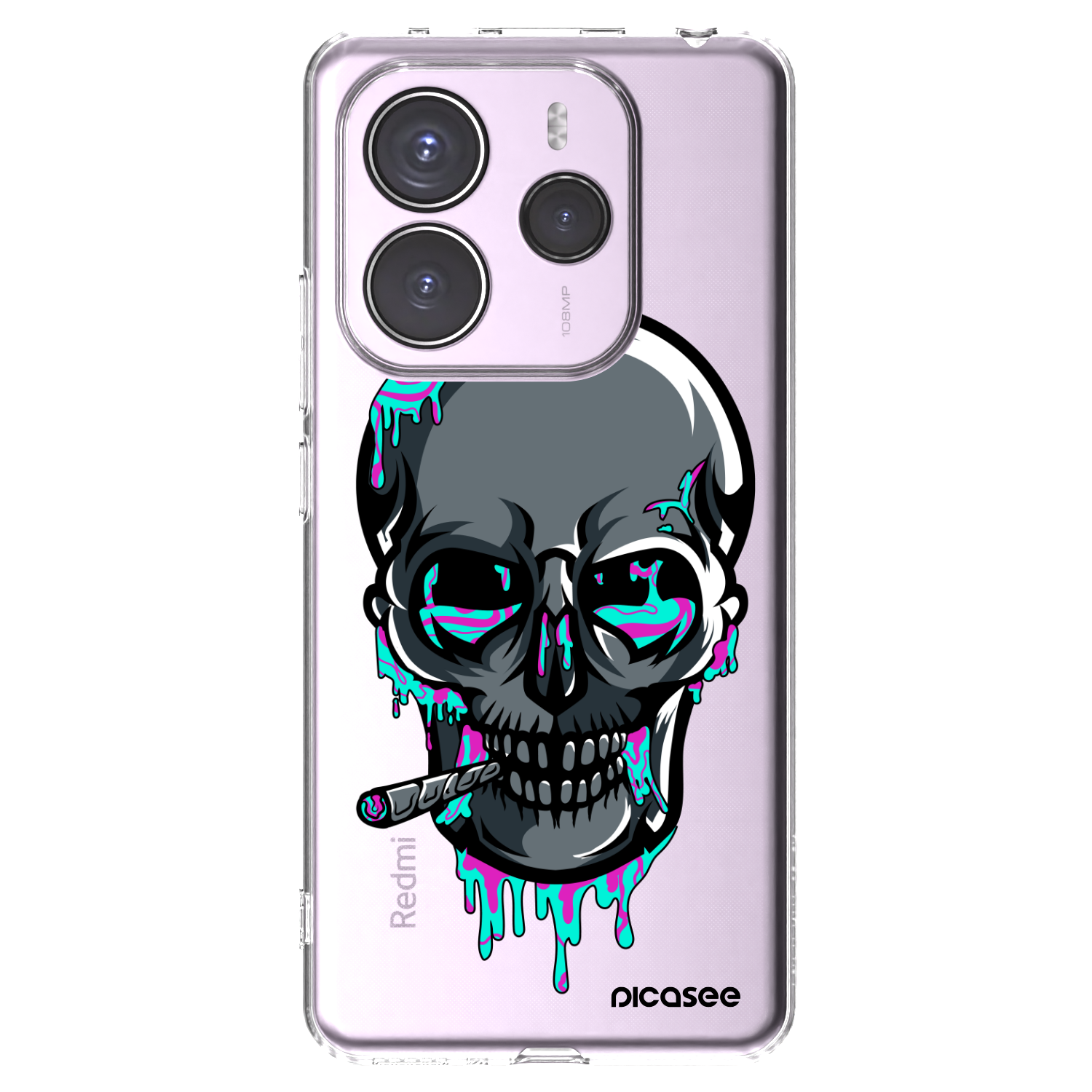 Picasee silikónový prehľadný obal pre Xiaomi Redmi Note 14 5G - EARTH - Lebka 3.0