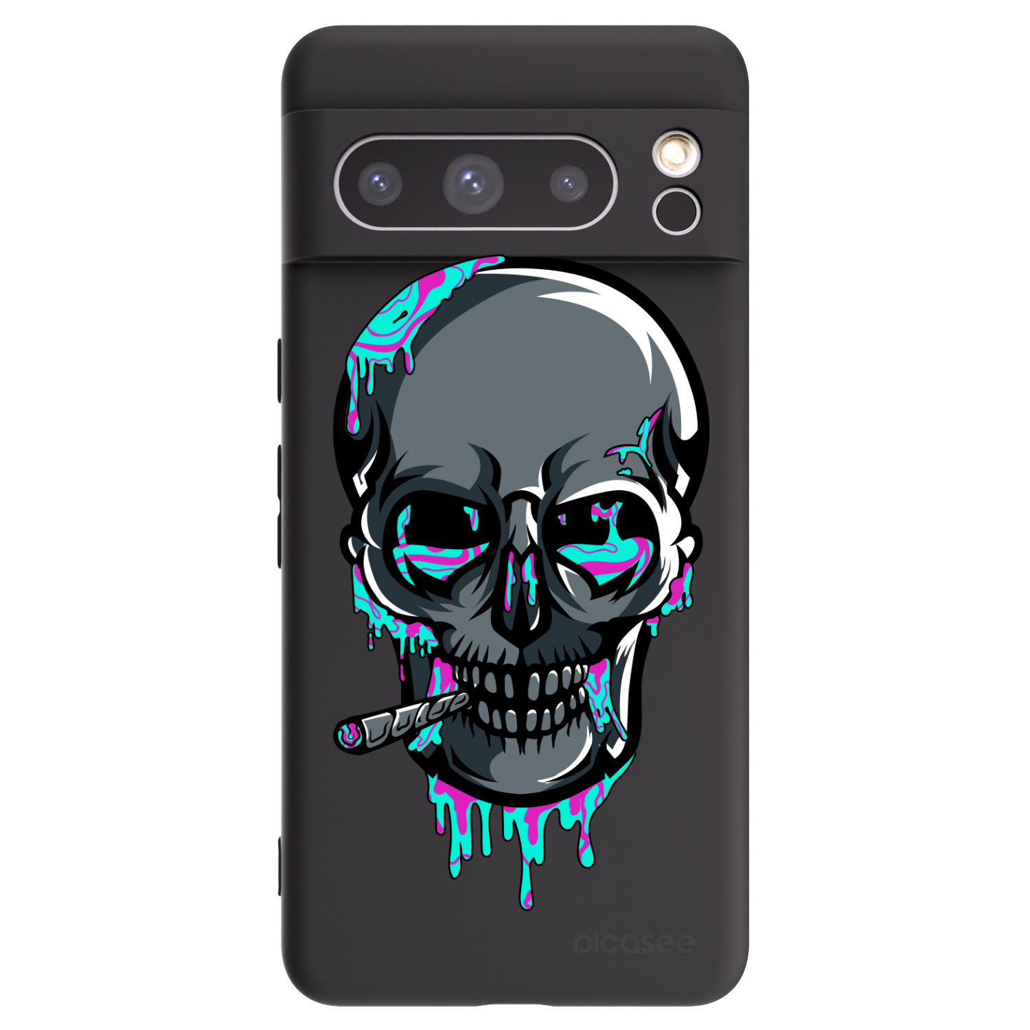 Picasee silikónový čierny obal pre Google Pixel 8 Pro - EARTH - Lebka 3.0