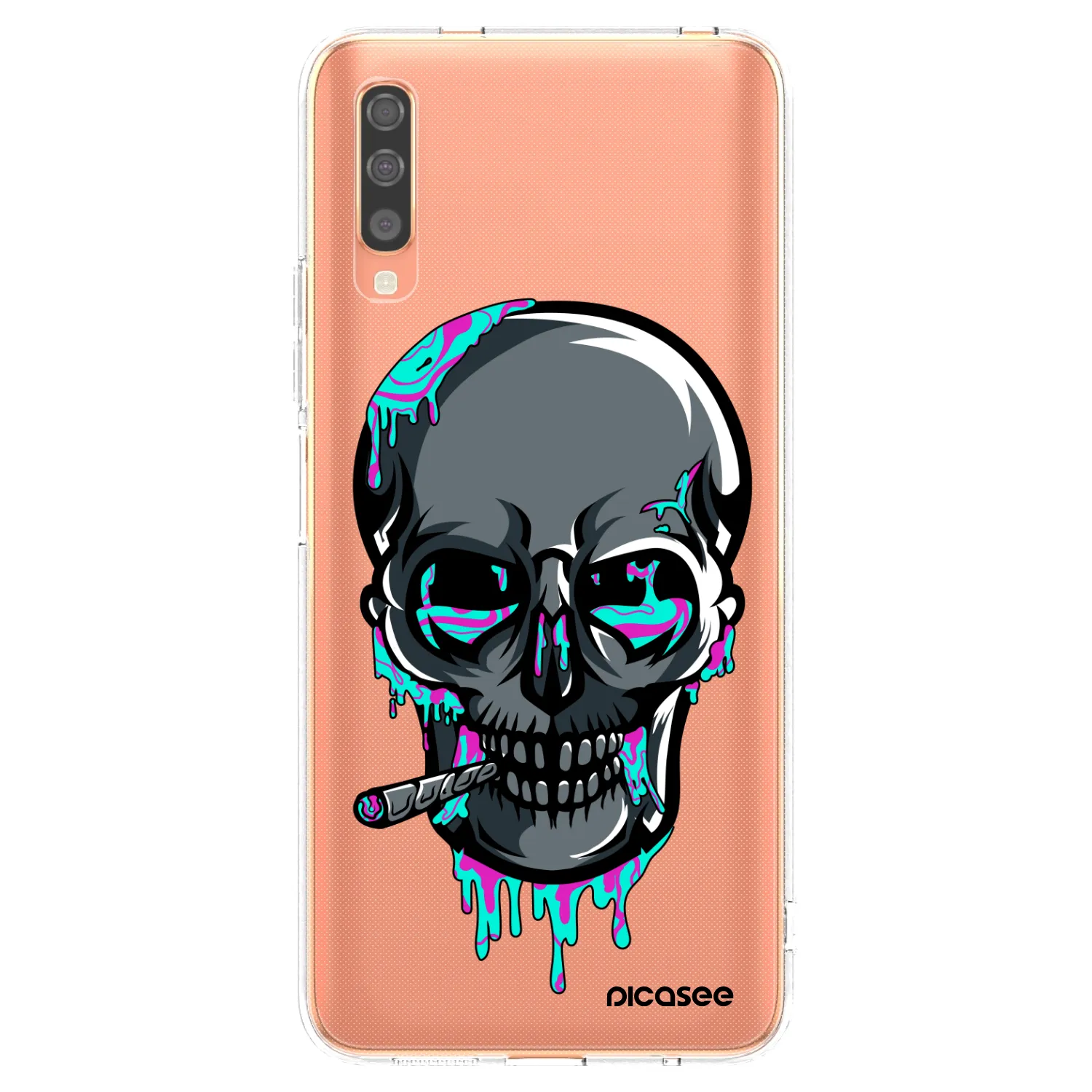 Picasee silikónový prehľadný obal pre Samsung Galaxy A70 A705F - EARTH - Lebka 3.0