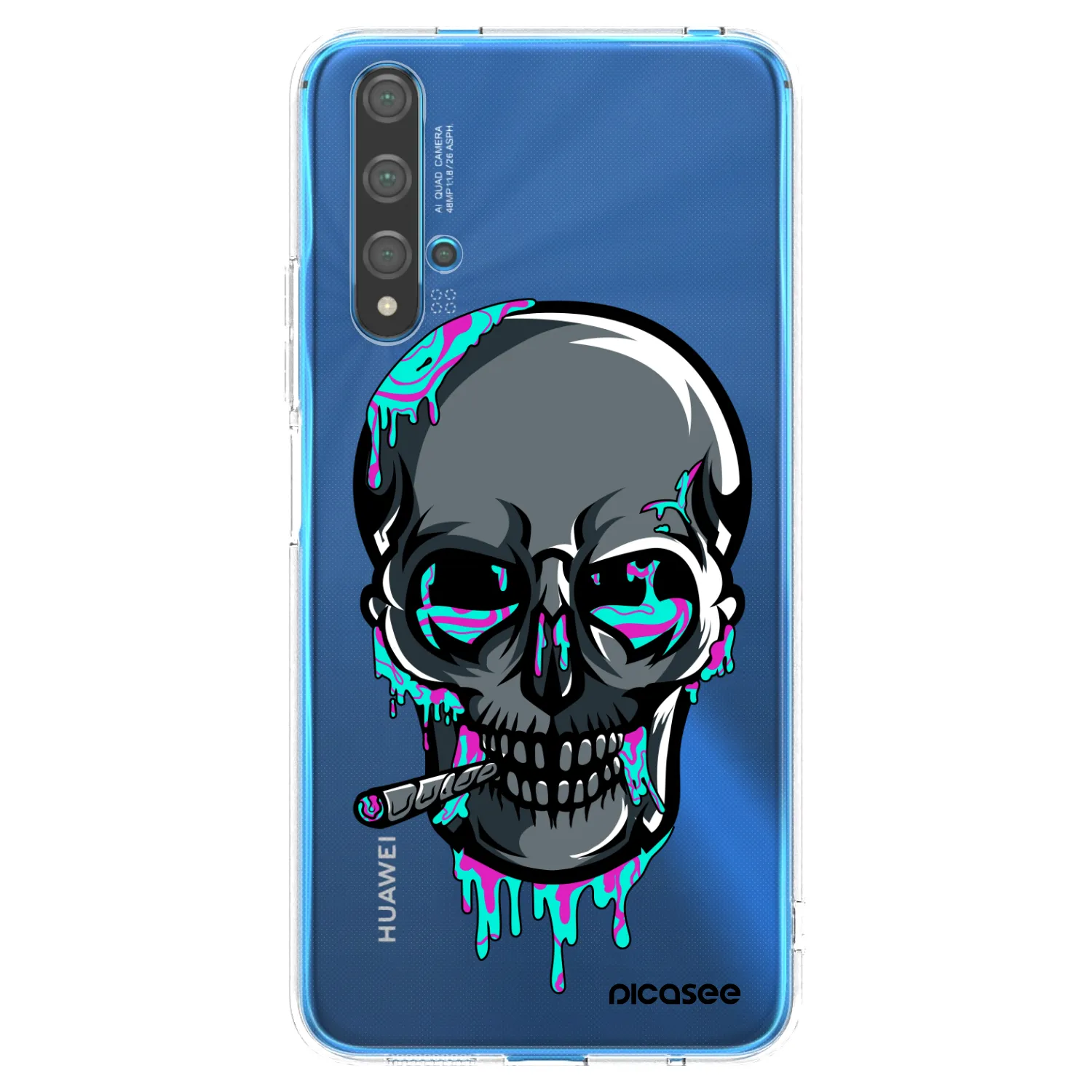 Picasee silikónový prehľadný obal pre Huawei Nova 5T - EARTH - Lebka 3.0