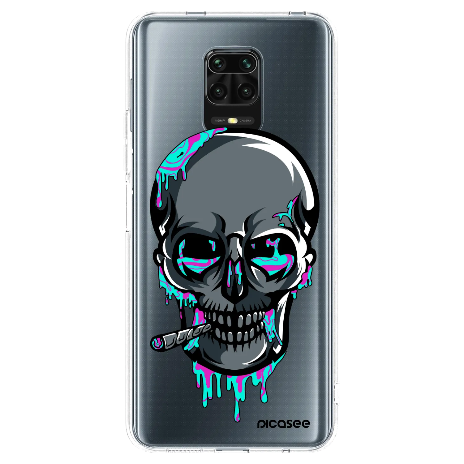 Picasee silikónový prehľadný obal pre Xiaomi Redmi Note 9 Pro - EARTH - Lebka 3.0