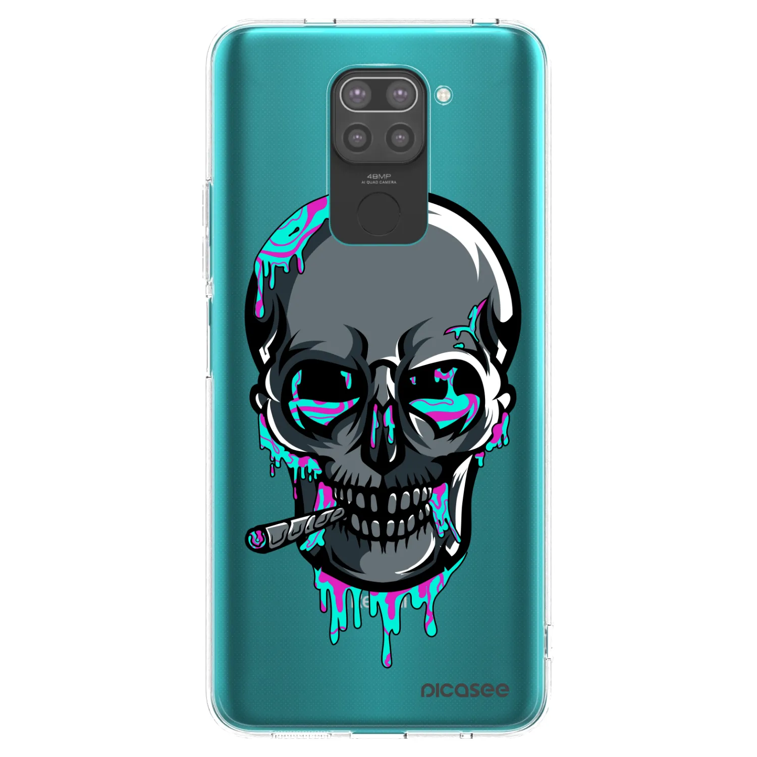 Picasee silikónový čierny obal pre Xiaomi Redmi Note 9 - EARTH - Lebka 3.0
