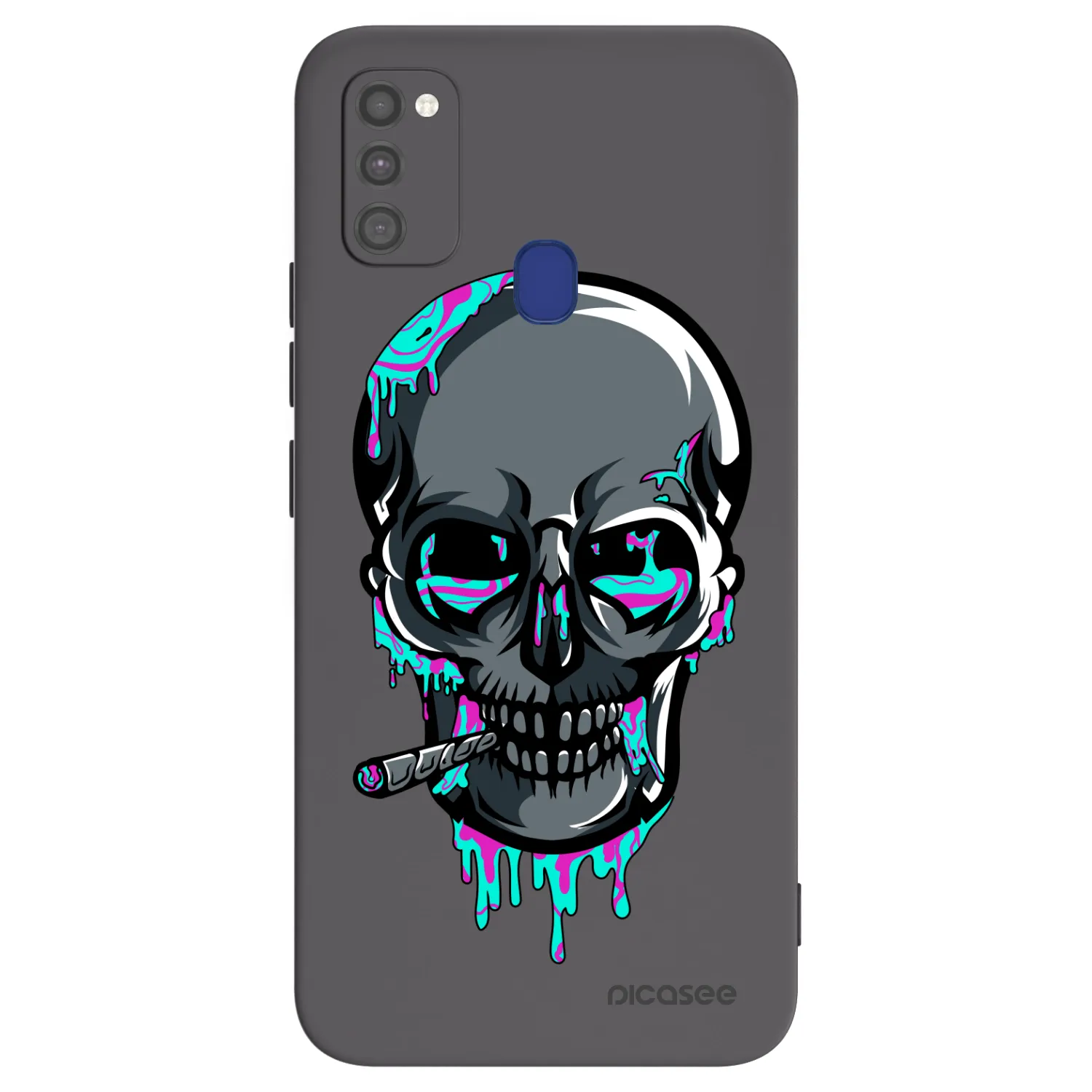 Picasee silikónový čierny obal pre Samsung Galaxy M21 M215F - EARTH - Lebka 3.0