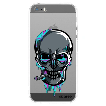 Picasee silikónový prehľadný obal pre Apple iPhone 5/5S/SE - EARTH - Lebka 3.0