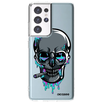 Picasee silikónový prehľadný obal pre Samsung Galaxy S21 Ultra 5G G998B - EARTH - Lebka 3.0
