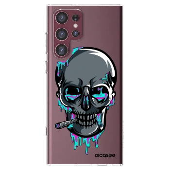 Picasee silikónový prehľadný obal pre Samsung Galaxy S22 Ultra 5G - EARTH - Lebka 3.0