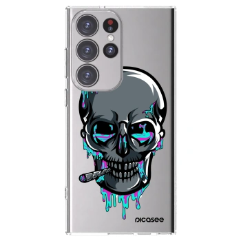Picasee silikónový prehľadný obal pre Samsung Galaxy S23 Ultra 5G - EARTH - Lebka 3.0