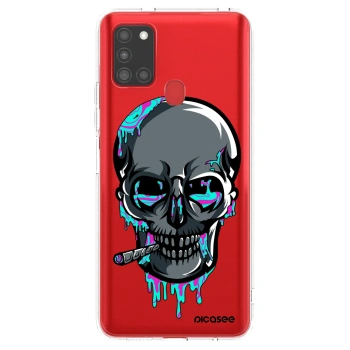 Picasee silikónový prehľadný obal pre Samsung Galaxy A21s - EARTH - Lebka 3.0