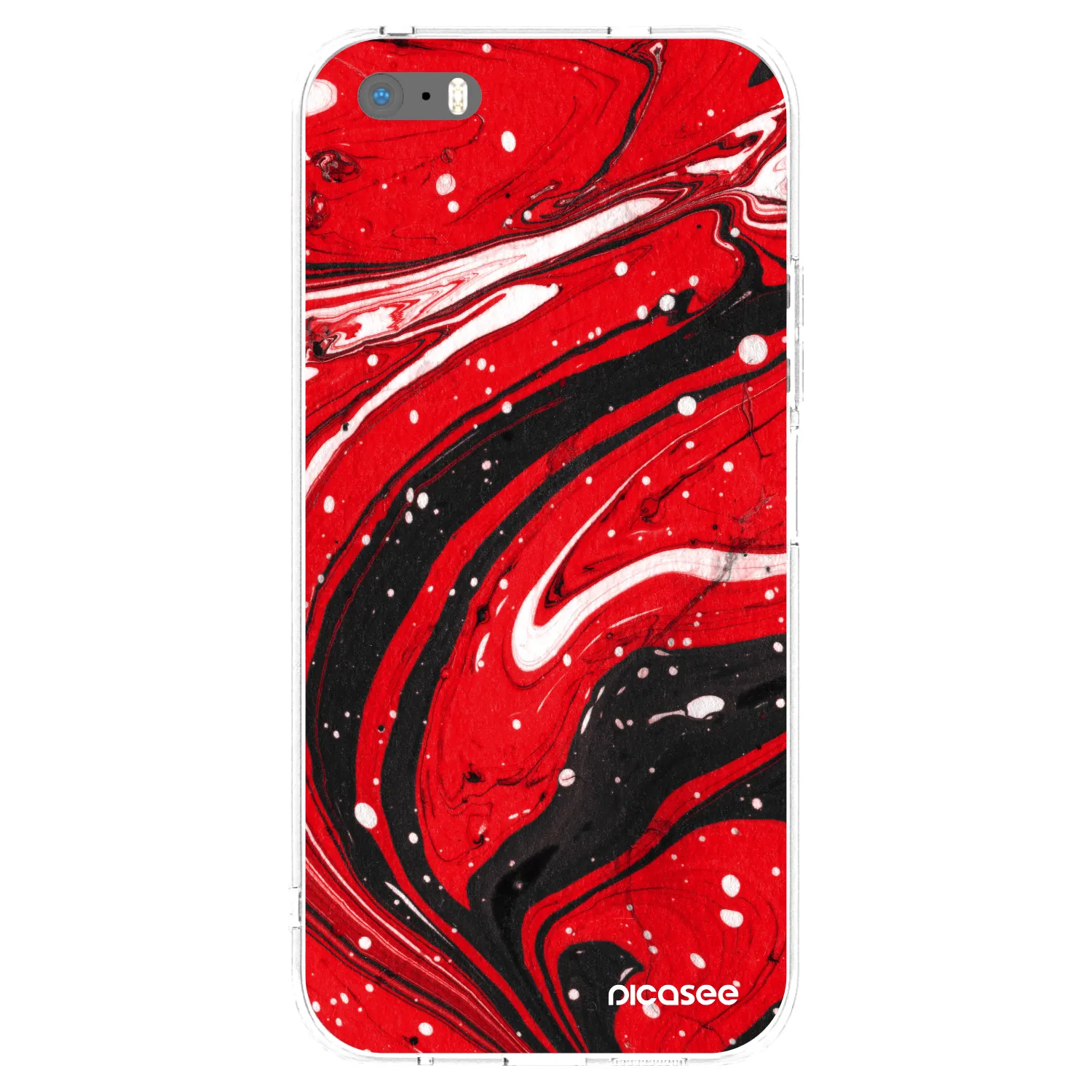 Picasee silikónový prehľadný obal pre Apple iPhone 5/5S/SE - Red black