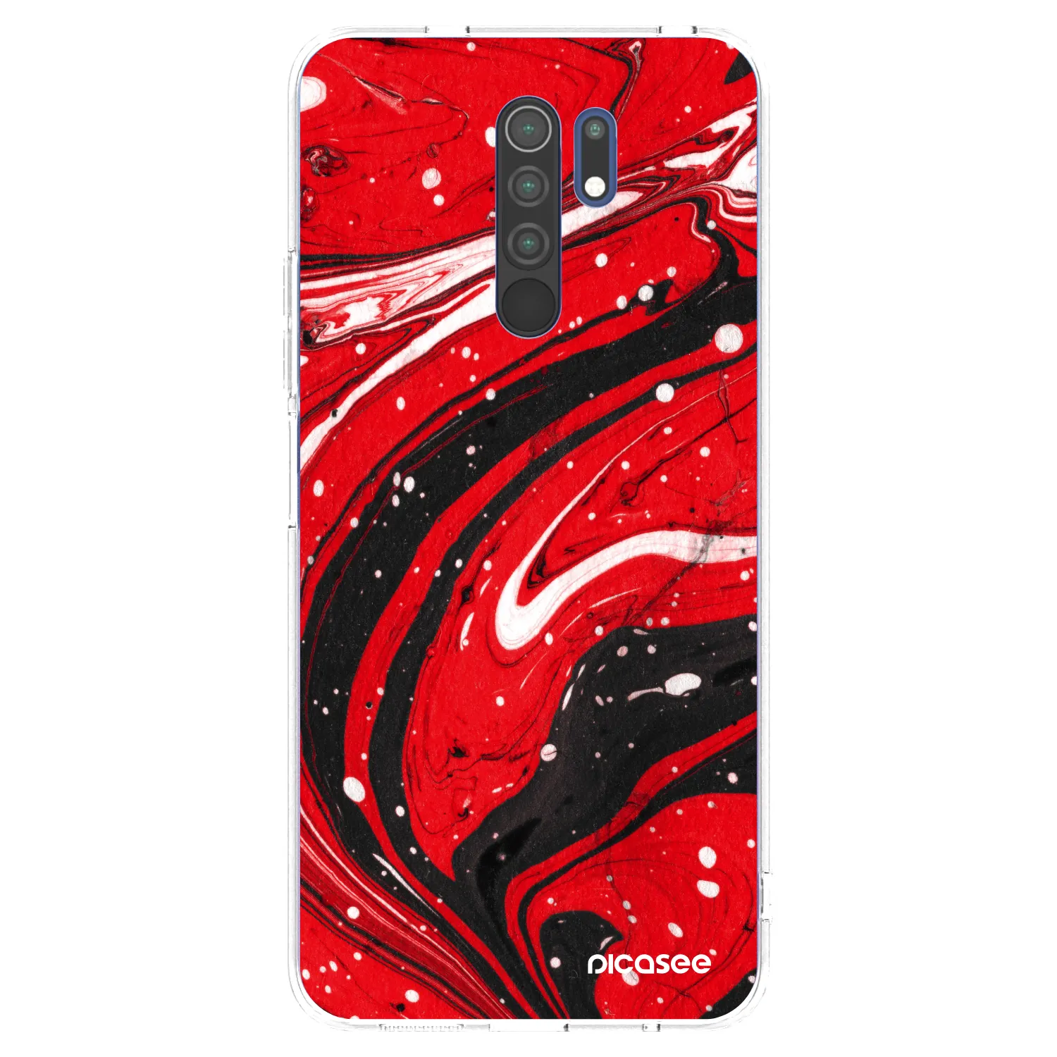 Picasee silikónový prehľadný obal pre Xiaomi Redmi 9 - Red black