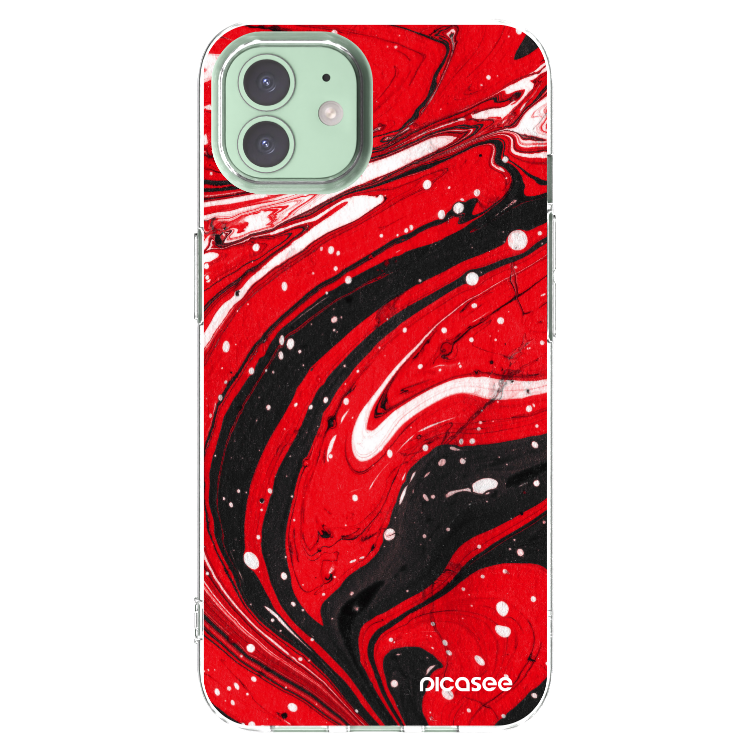 Silikónový prehľadný obal pre Apple iPhone 12 - Red black