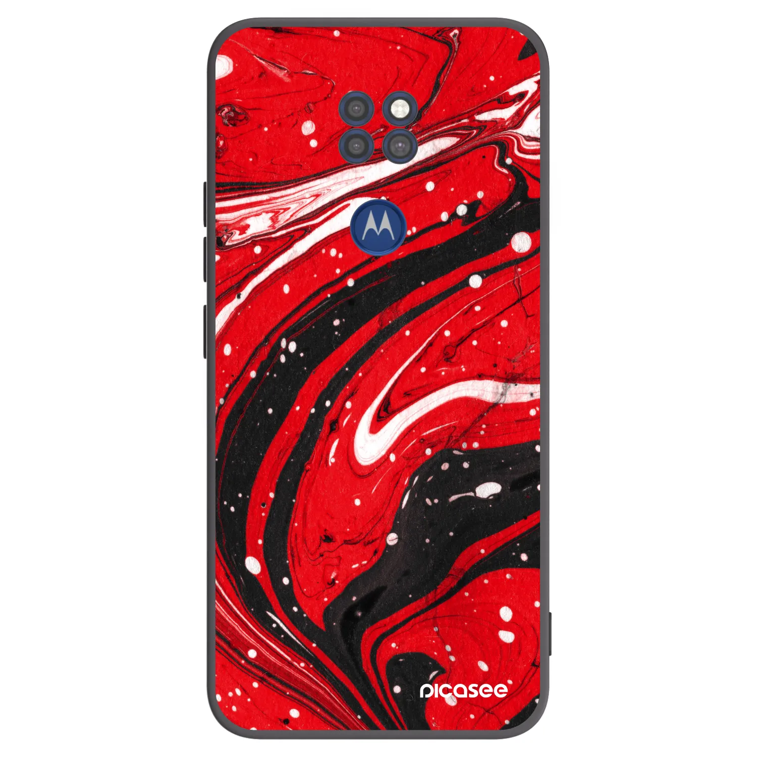 Picasee silikónový čierny obal pre Motorola Moto G9 Play - Red black