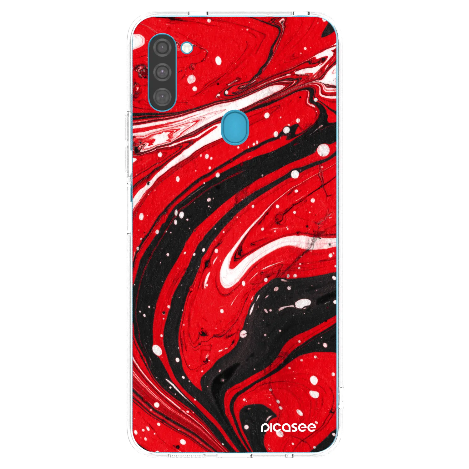 Picasee silikónový prehľadný obal pre Samsung Galaxy M11 - Red black