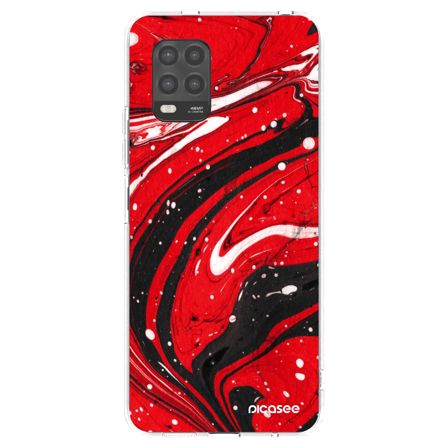 Silikónový prehľadný obal pre Xiaomi Mi 10 Lite - Red black