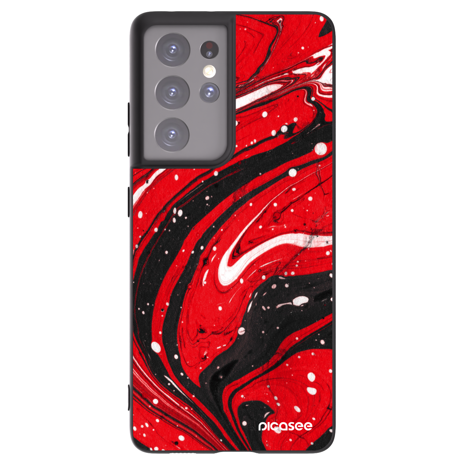 Picasee silikónový čierny obal pre Samsung Galaxy S21 Ultra 5G G998B - Red black