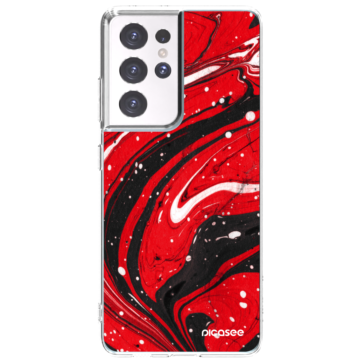 Picasee silikónový prehľadný obal pre Samsung Galaxy S21 Ultra 5G G998B - Red black