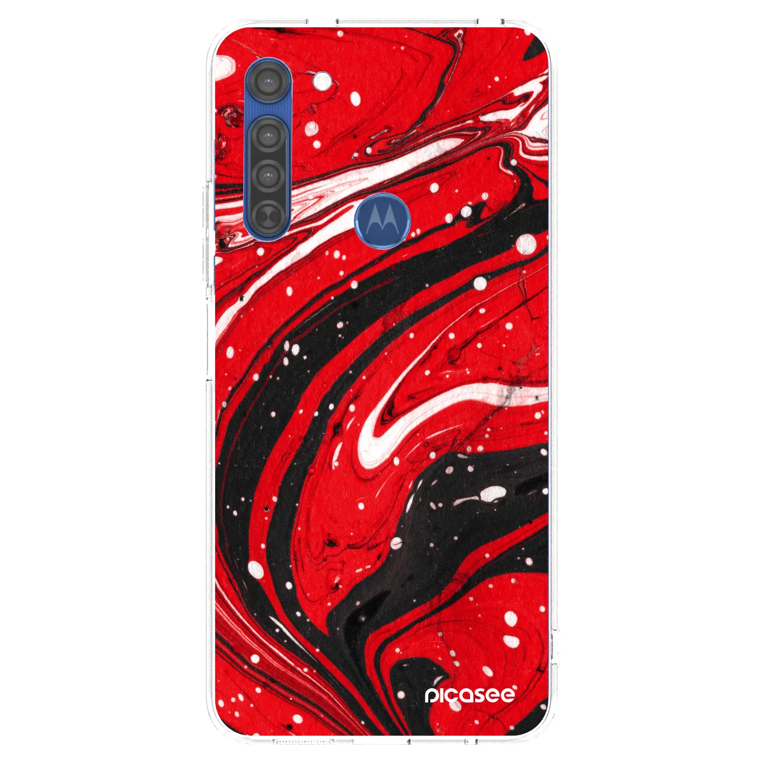 Picasee silikónový prehľadný obal pre Motorola Moto G8 - Red black