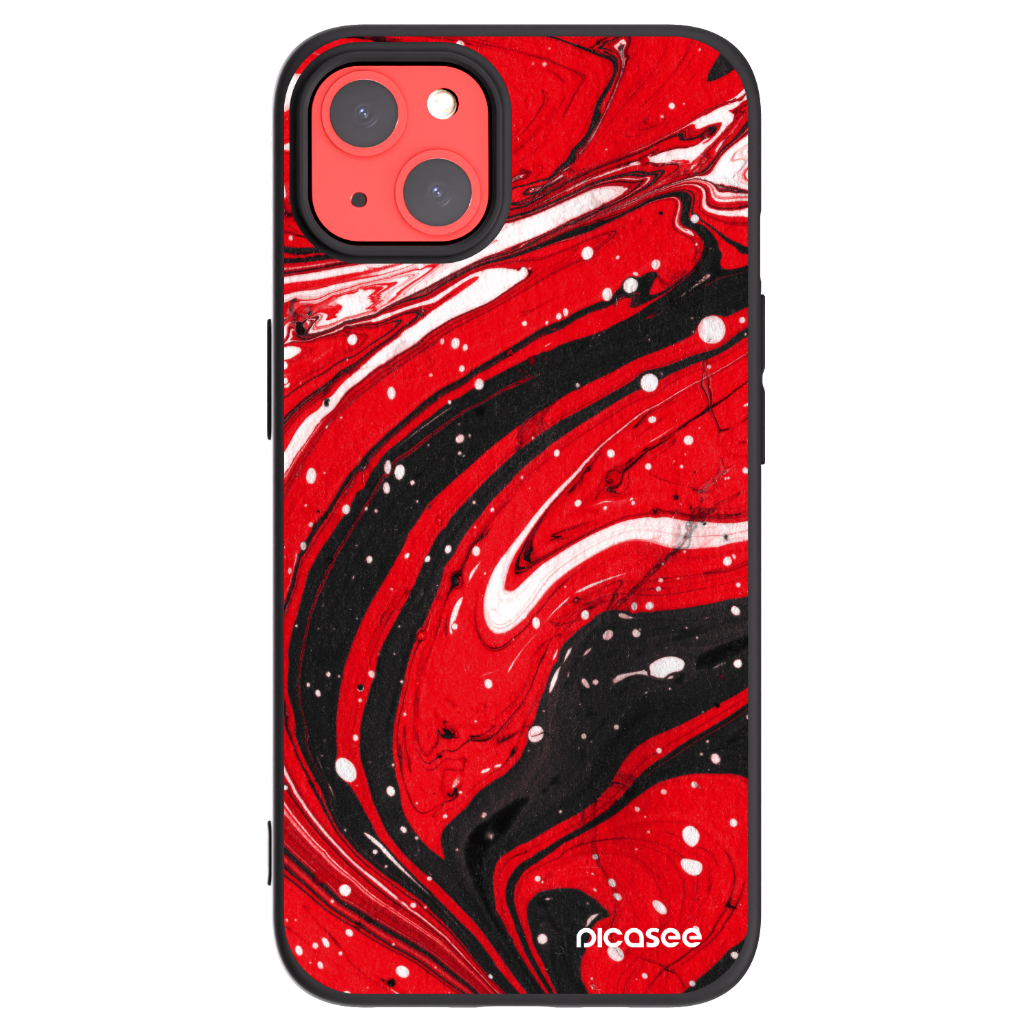 Silikónový čierny obal pre Apple iPhone 13 - Red black