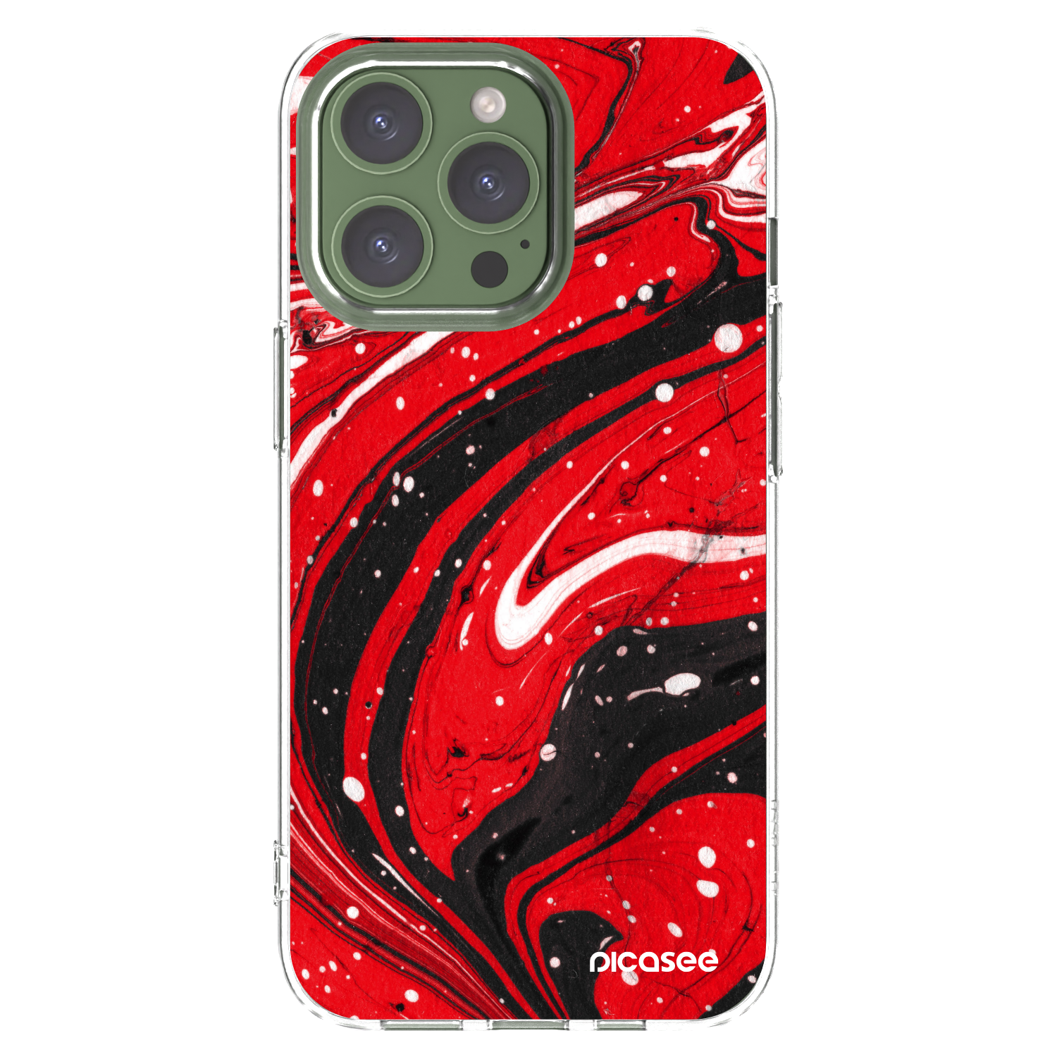 Picasee silikónový prehľadný obal pre Apple iPhone 13 Pro - Red black