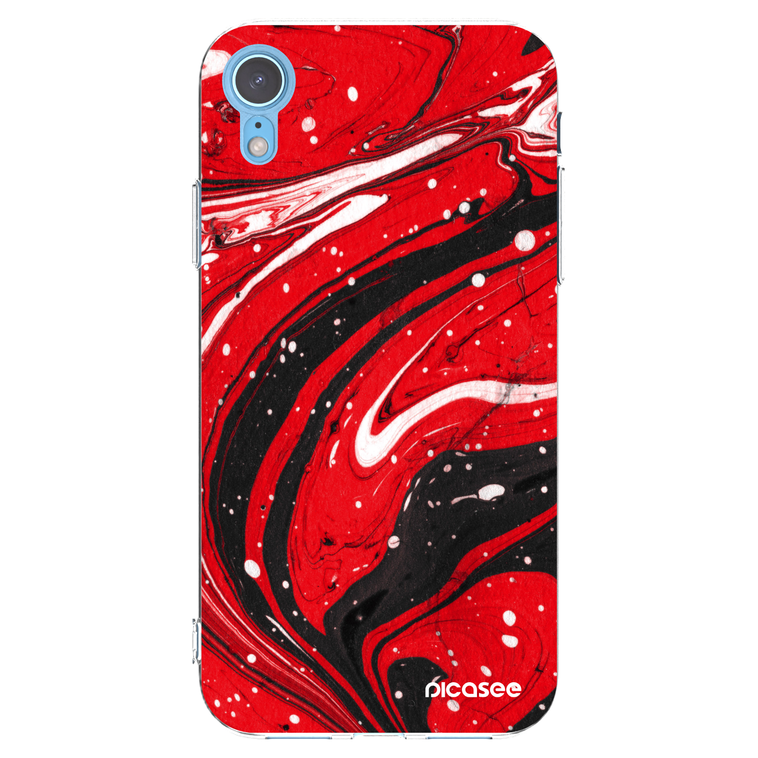 Picasee silikónový prehľadný obal pre Apple iPhone XR - Red black