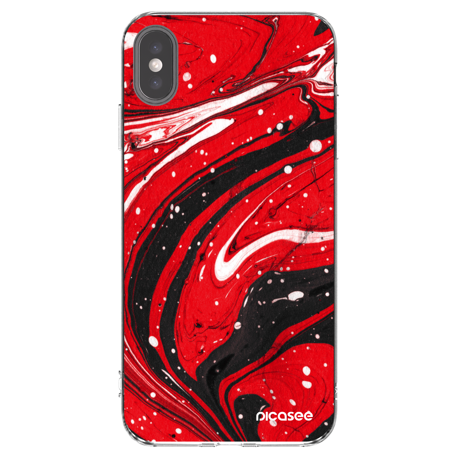 Picasee silikónový prehľadný obal pre Apple iPhone XS Max - Red black