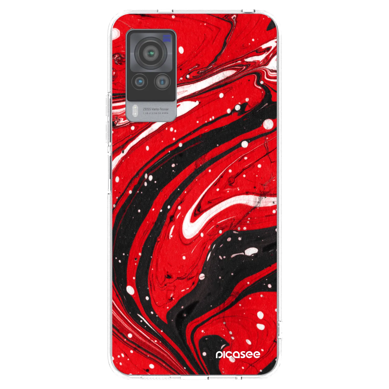 Picasee silikónový prehľadný obal pre Vivo X60 Pro 5G - Red black