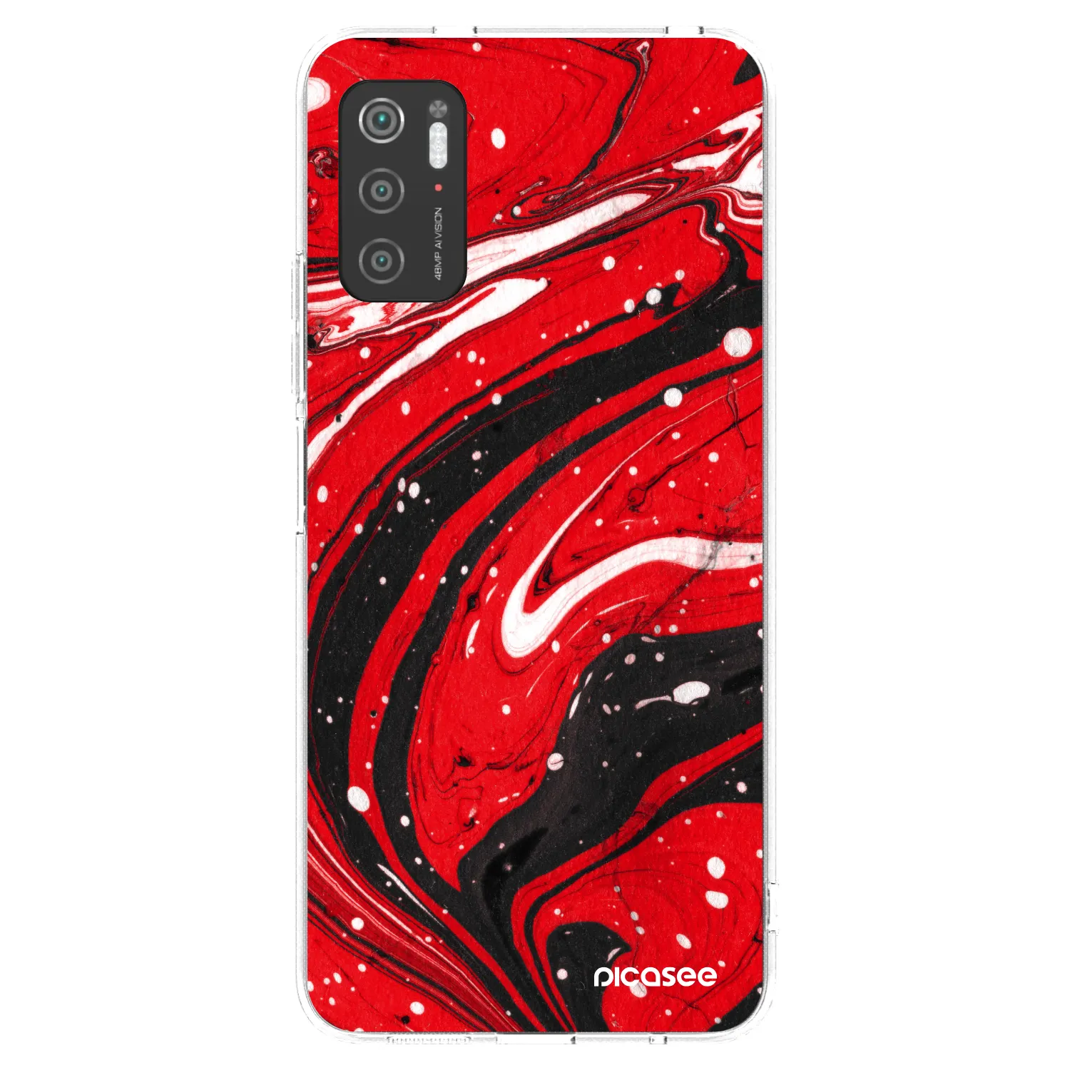 Picasee silikónový prehľadný obal pre Xiaomi Poco M3 Pro 5G - Red black