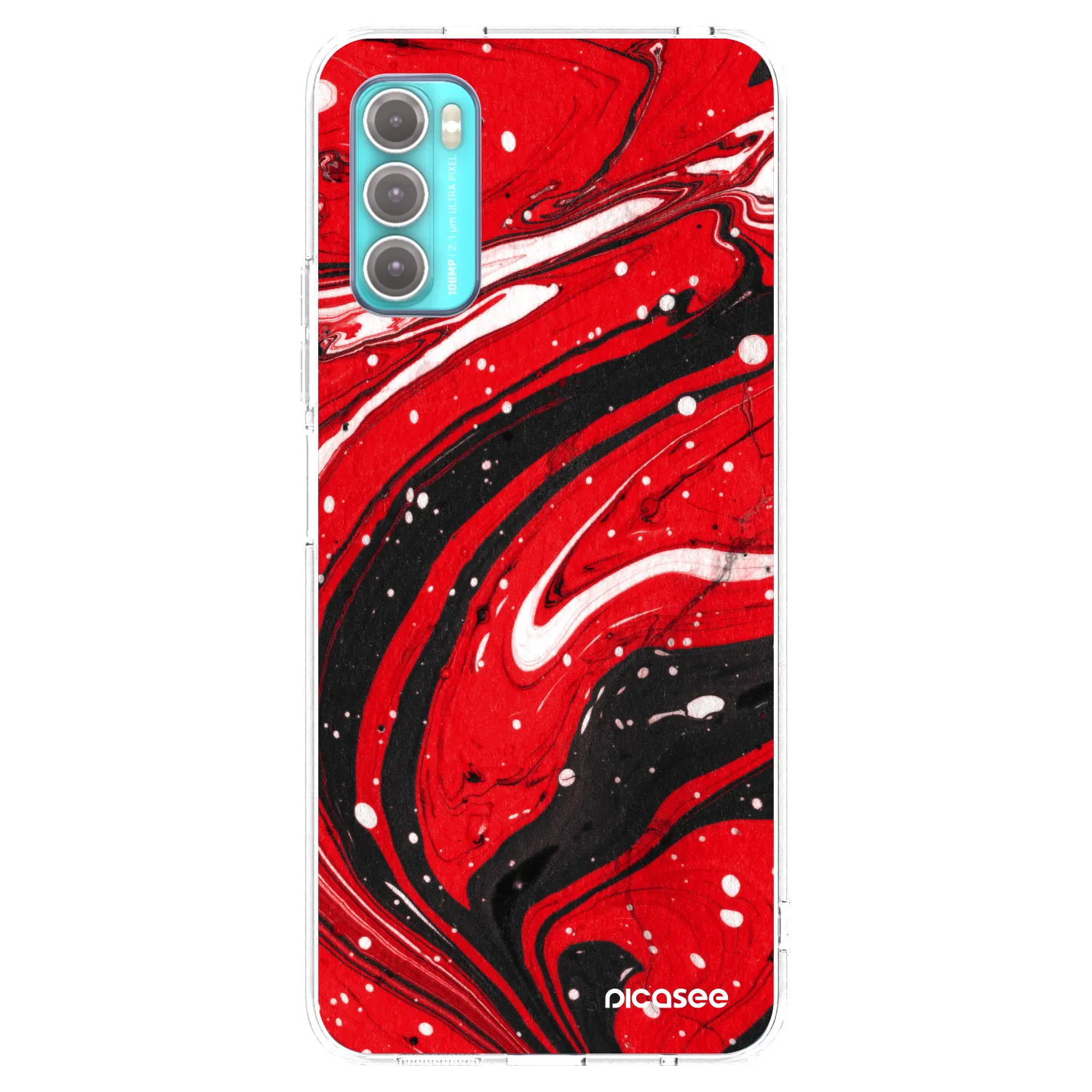 Picasee silikónový prehľadný obal pre Motorola Moto G60 - Red black