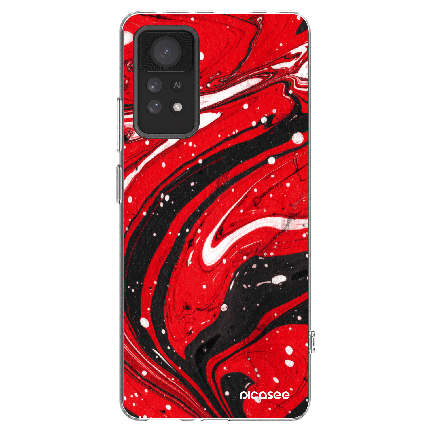 Picasee silikónový prehľadný obal pre Xiaomi Redmi Note 11 Pro - Red black