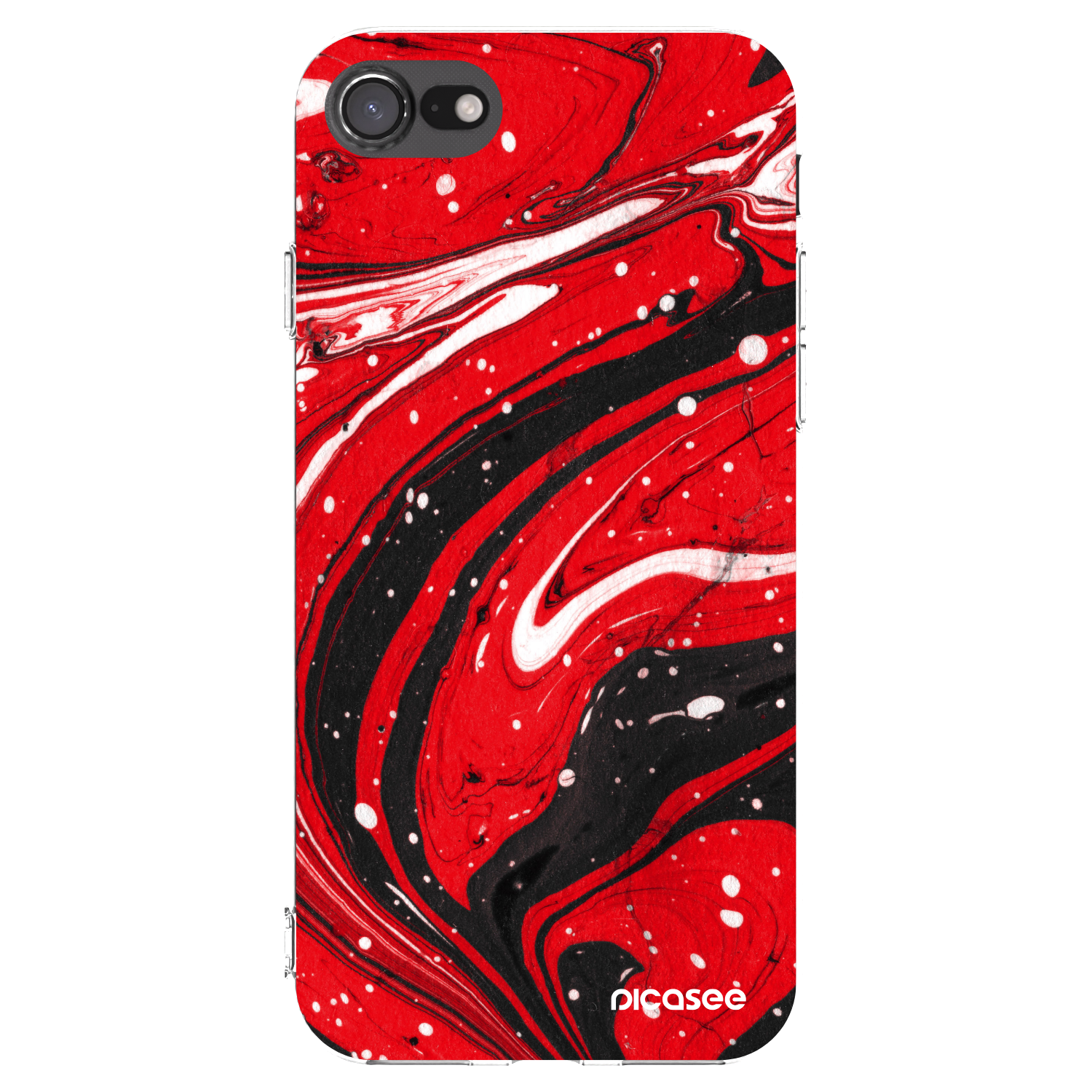 Picasee silikónový prehľadný obal pre Apple iPhone SE 2022 - Red black