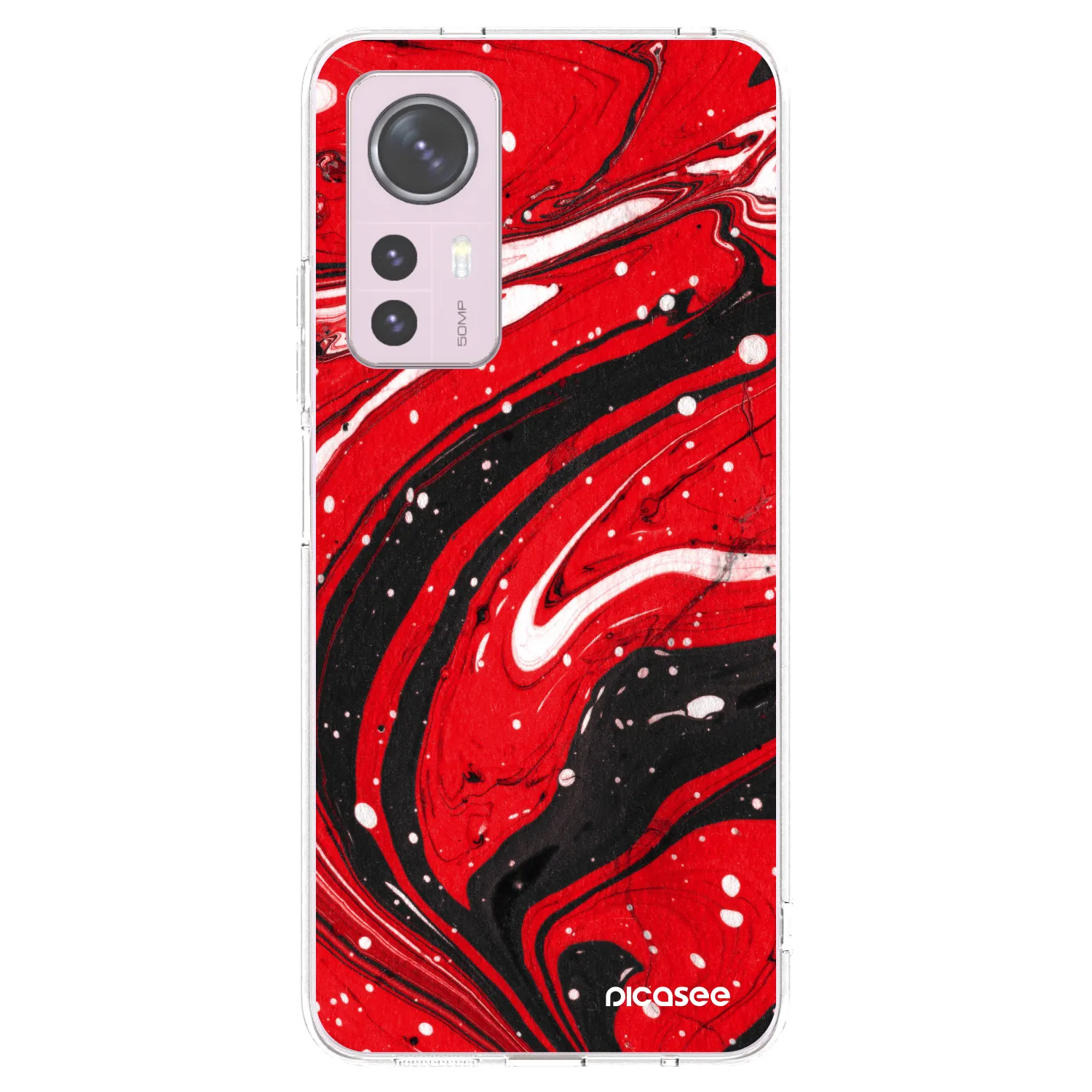 Picasee silikónový prehľadný obal pre Xiaomi 12 - Red black
