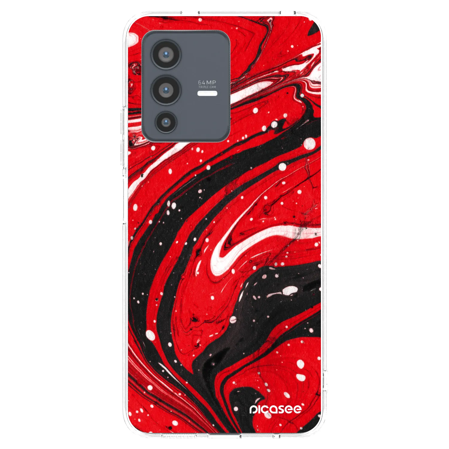 Picasee silikónový prehľadný obal pre Vivo V23 5G - Red black