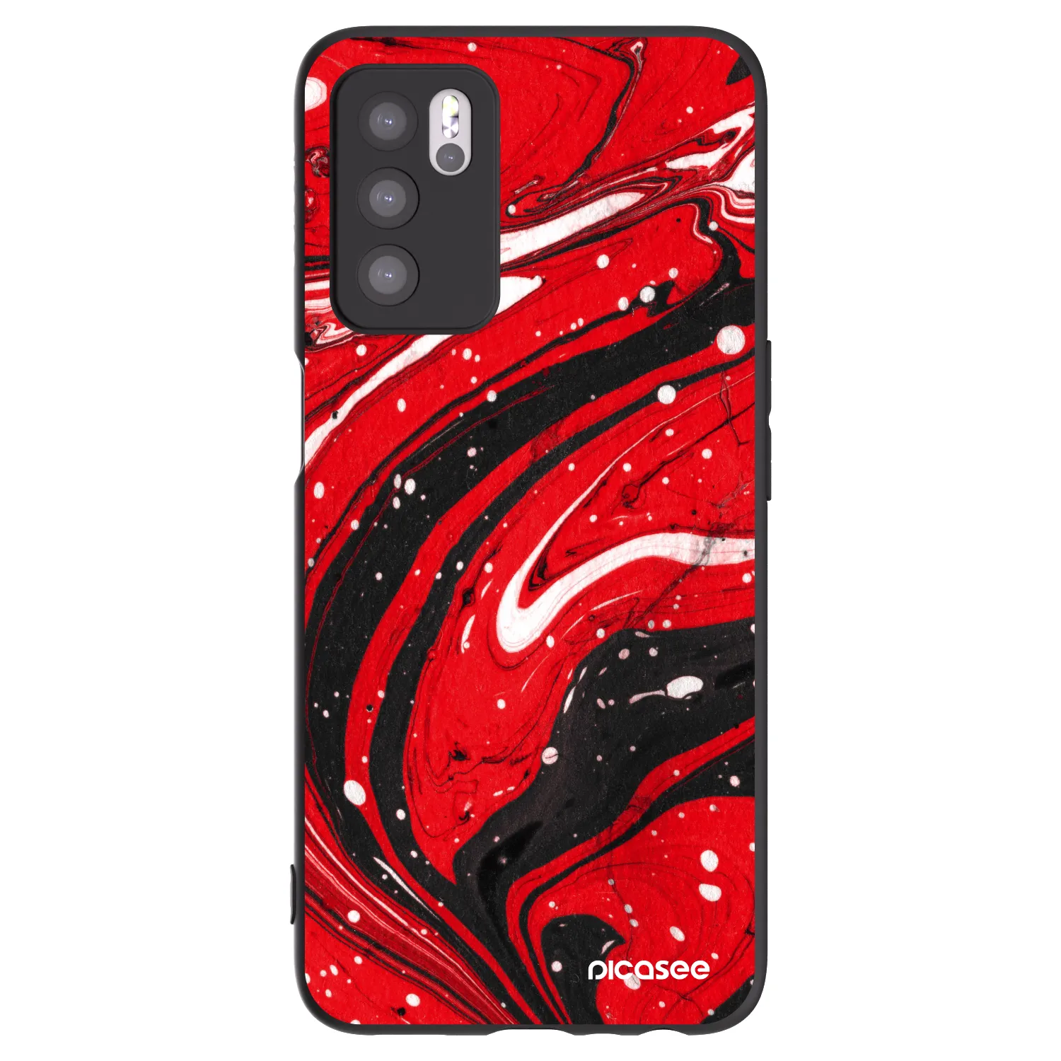 Picasee silikónový čierny obal pre OPPO A16s - Red black