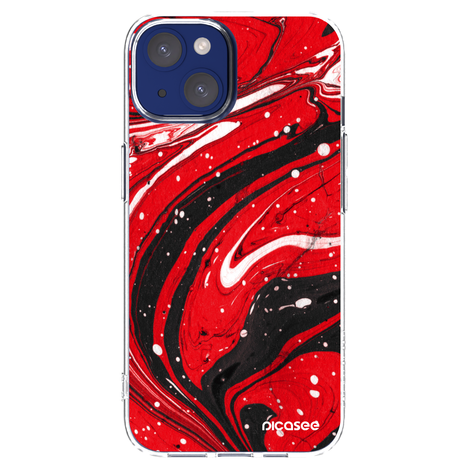 Silikónový prehľadný obal pre Apple iPhone 14 - Red black