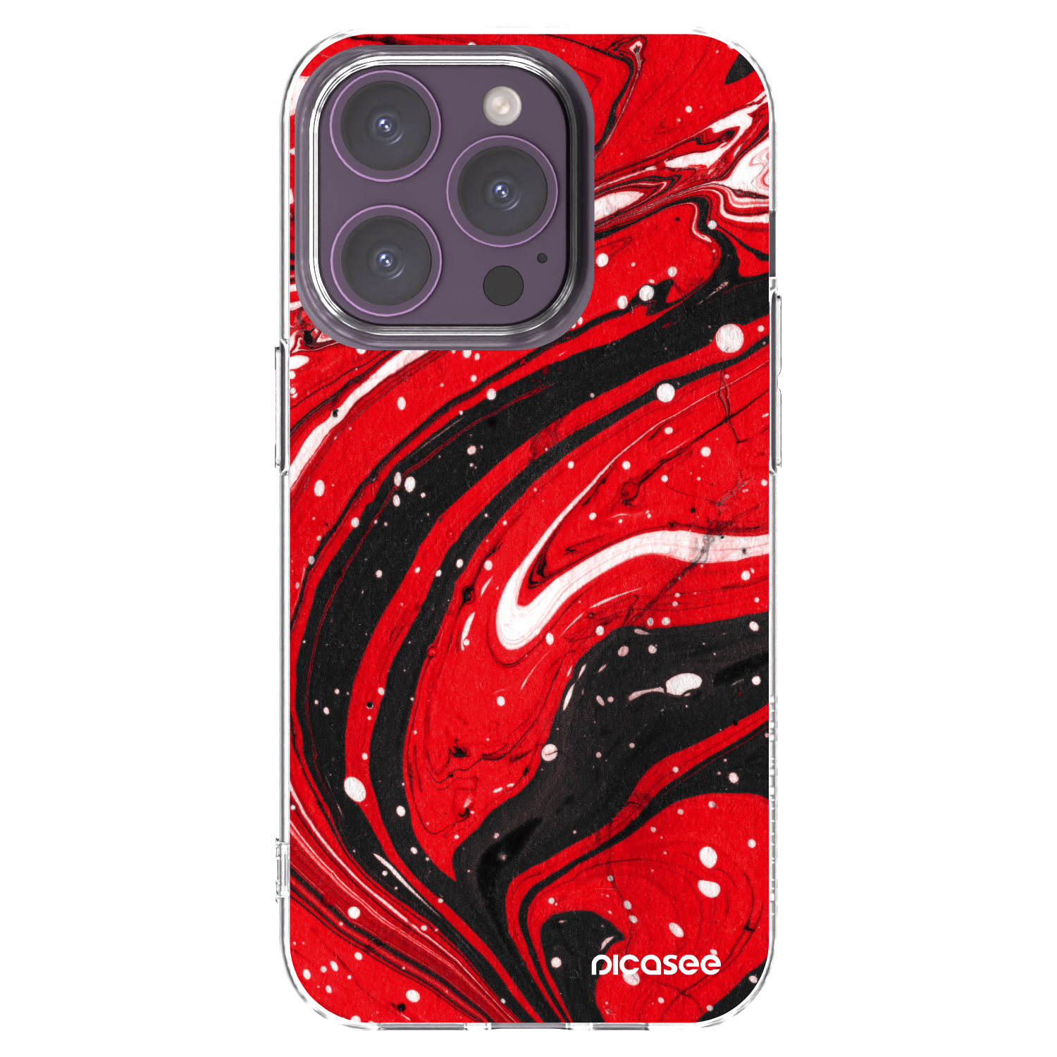 Picasee silikónový prehľadný obal pre Apple iPhone 14 Pro - Red black
