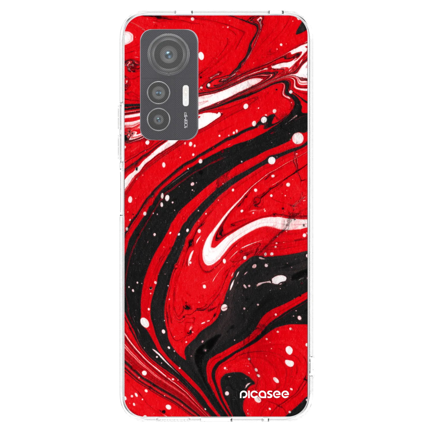 Picasee silikónový prehľadný obal pre Xiaomi 12 Lite - Red black