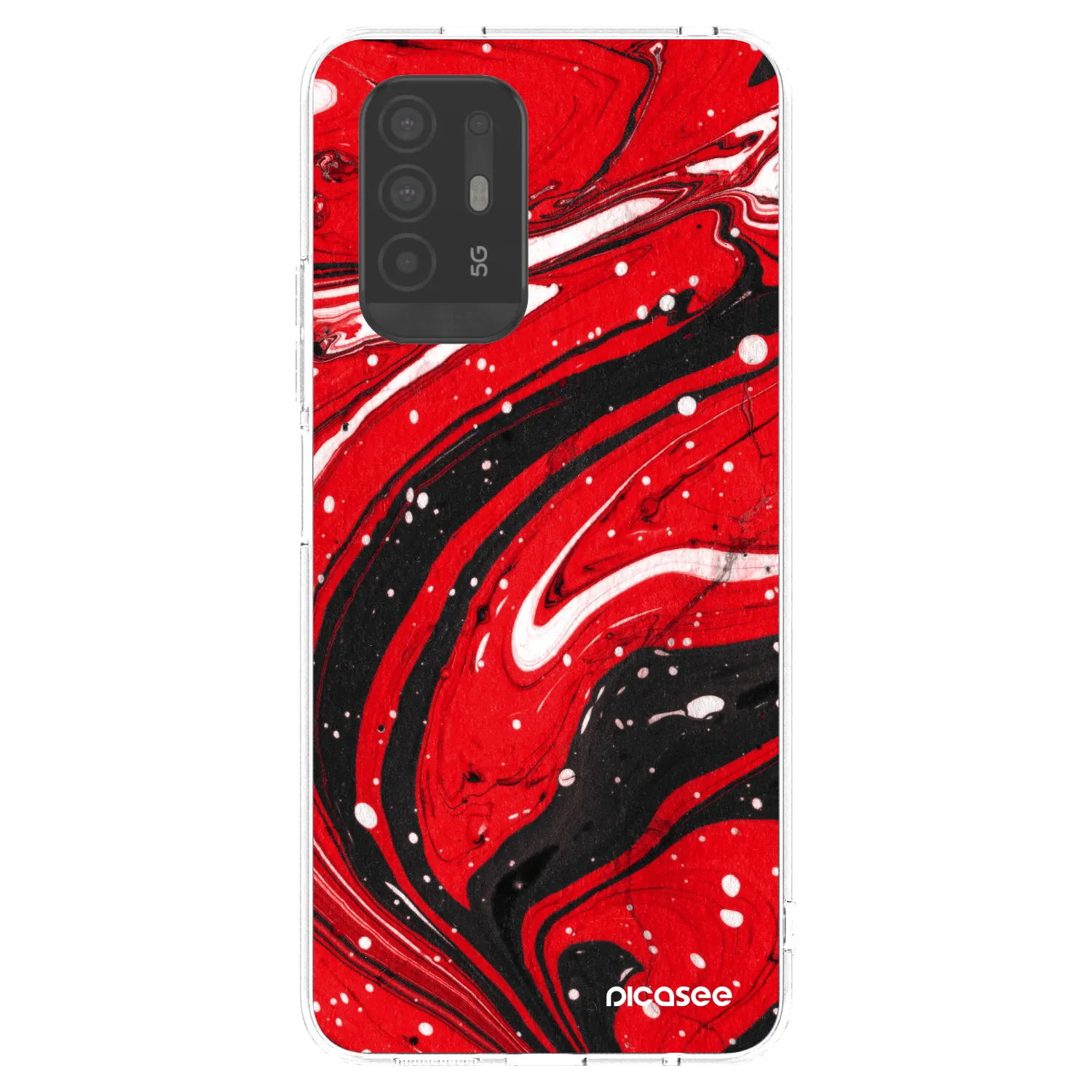 Picasee silikónový prehľadný obal pre OPPO A94 5G - Red black