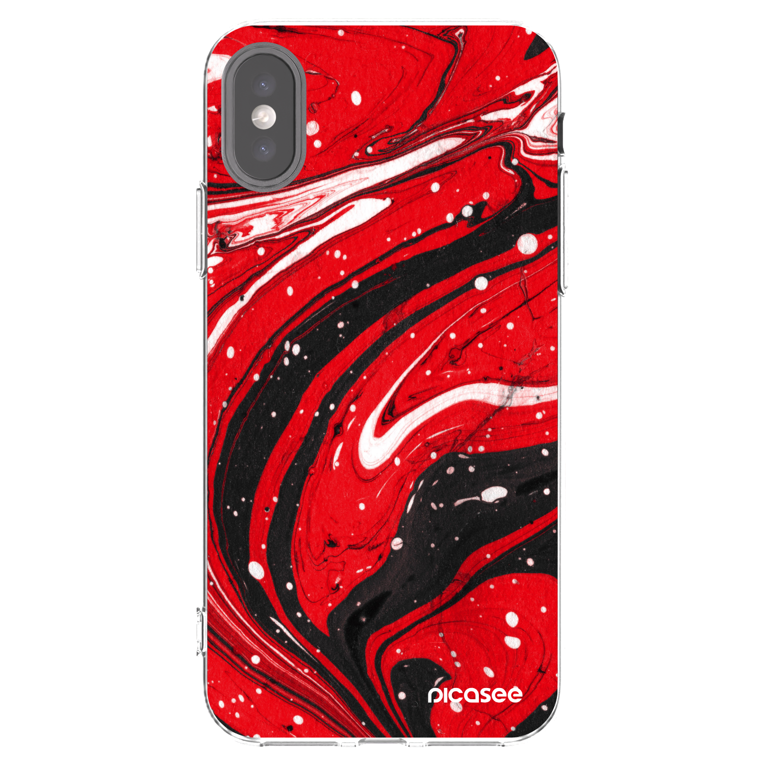 Picasee silikónový prehľadný obal pre Apple iPhone X/XS - Red black