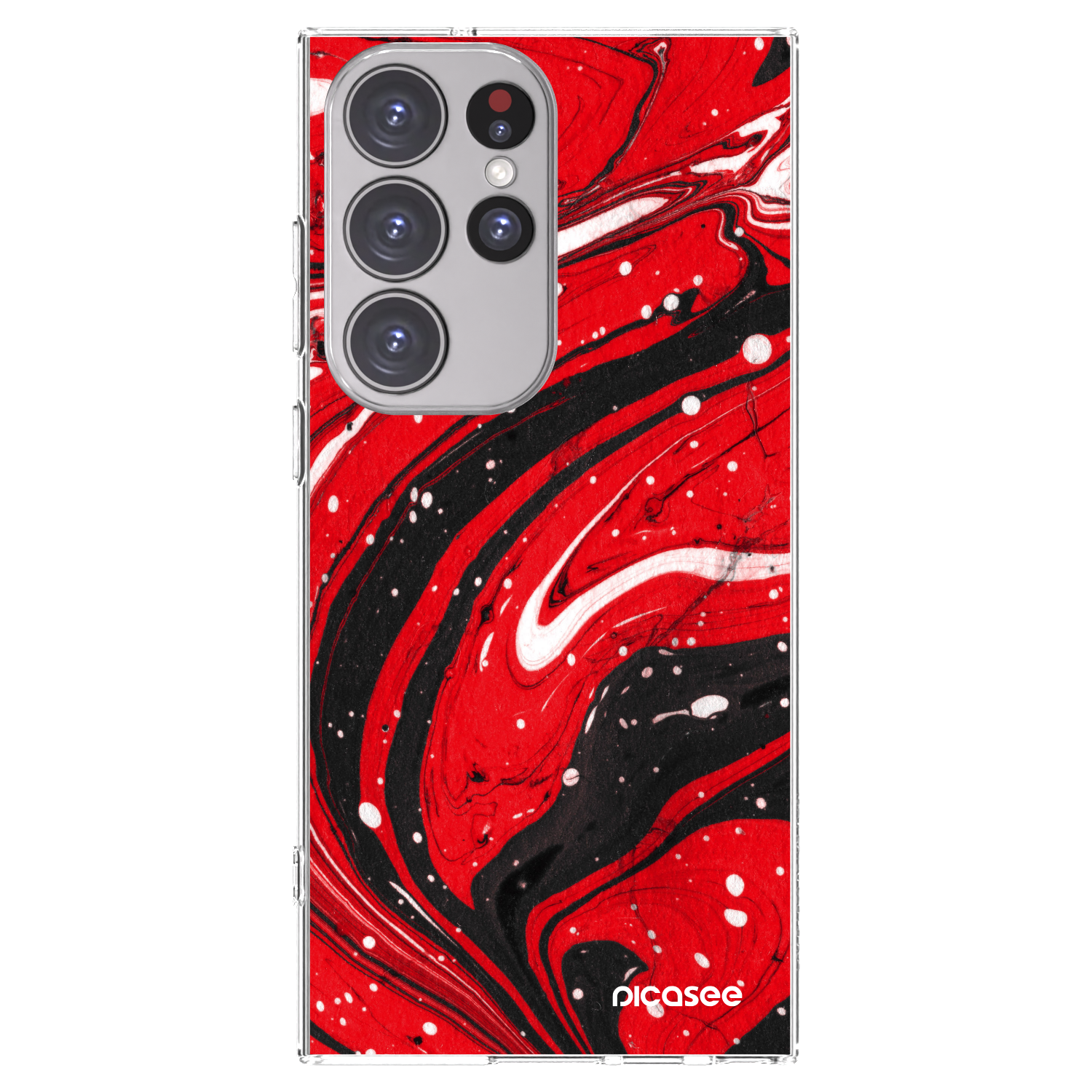 Picasee silikónový prehľadný obal pre Samsung Galaxy S23 Ultra 5G - Red black