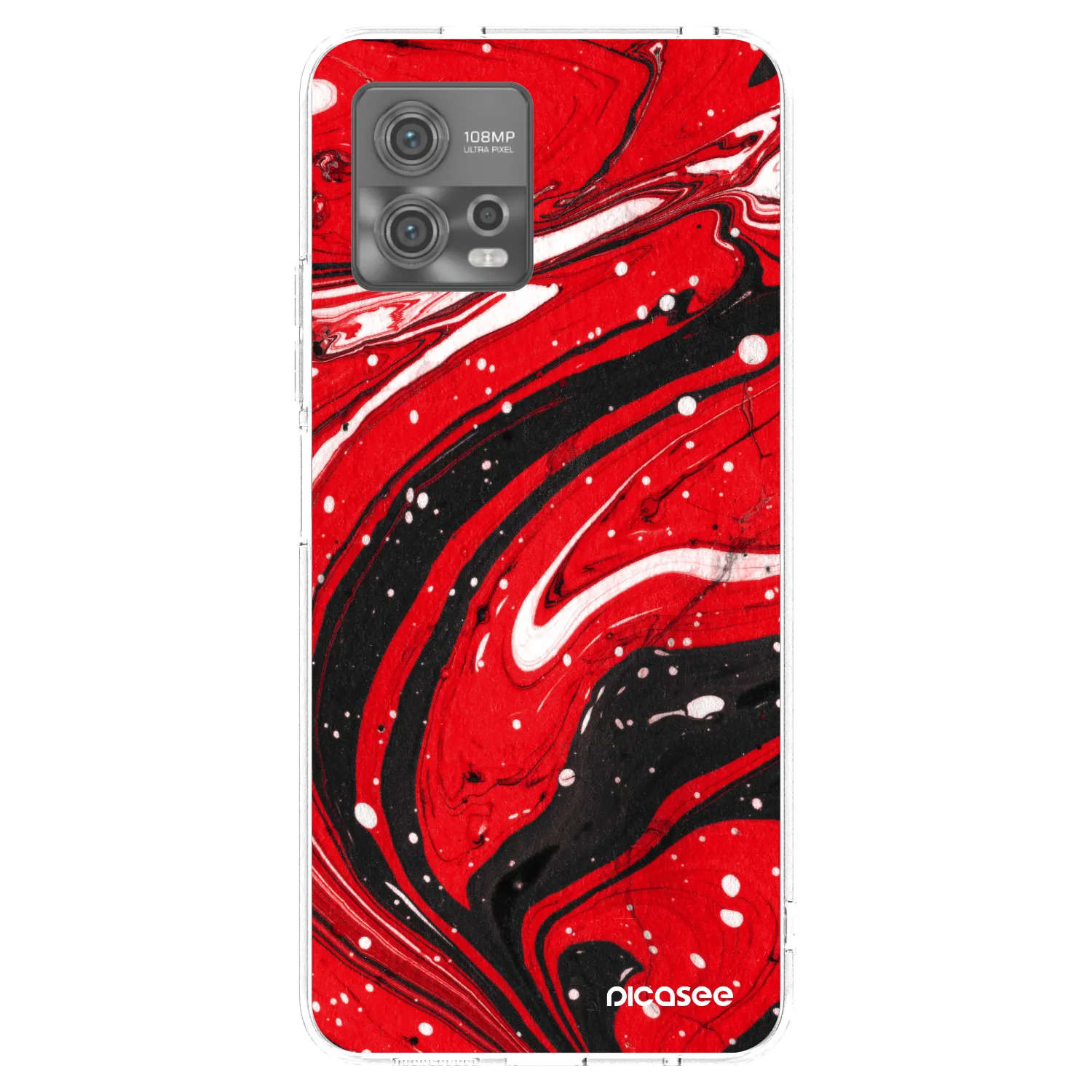 Picasee silikónový prehľadný obal pre Motorola Moto G72 - Red black