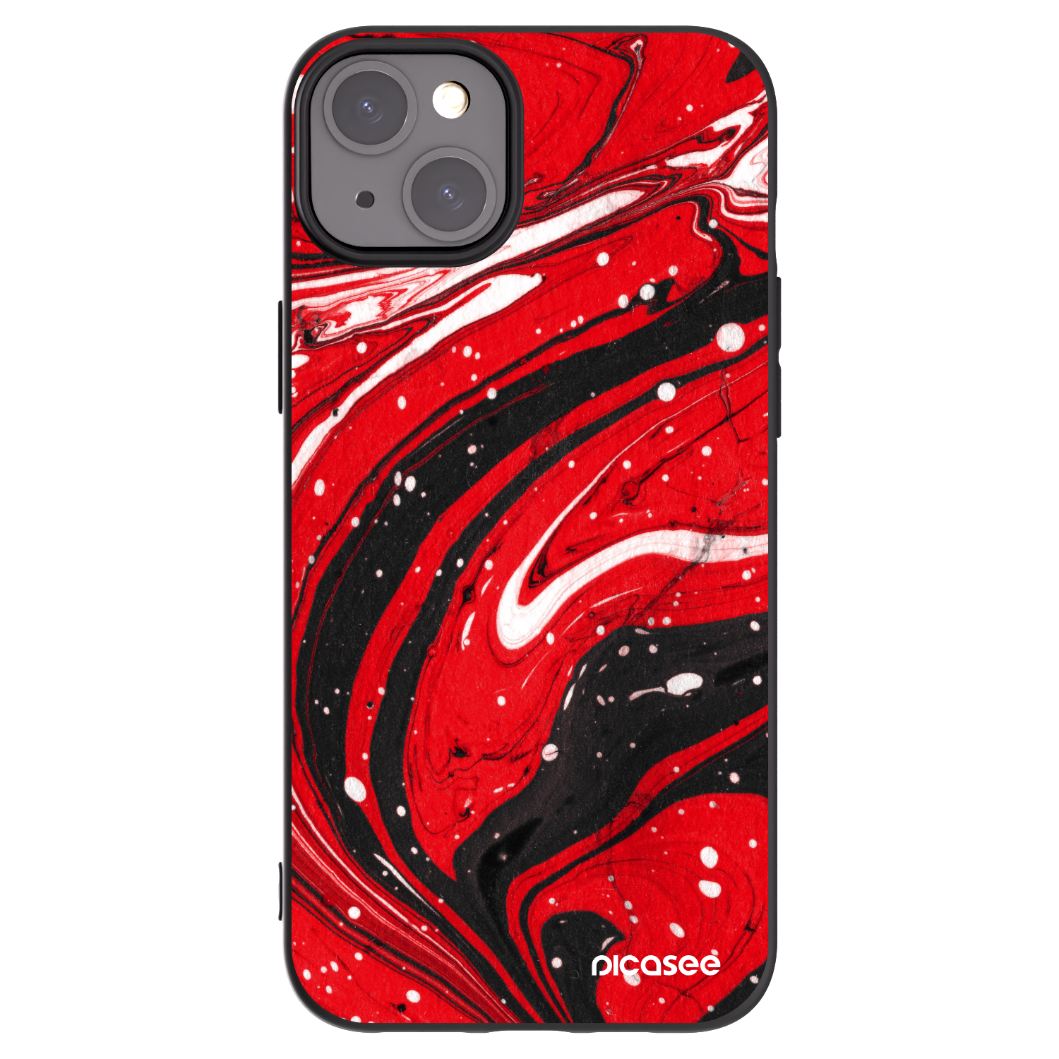 Silikónový čierny obal pre Apple iPhone 15 Plus - Red black
