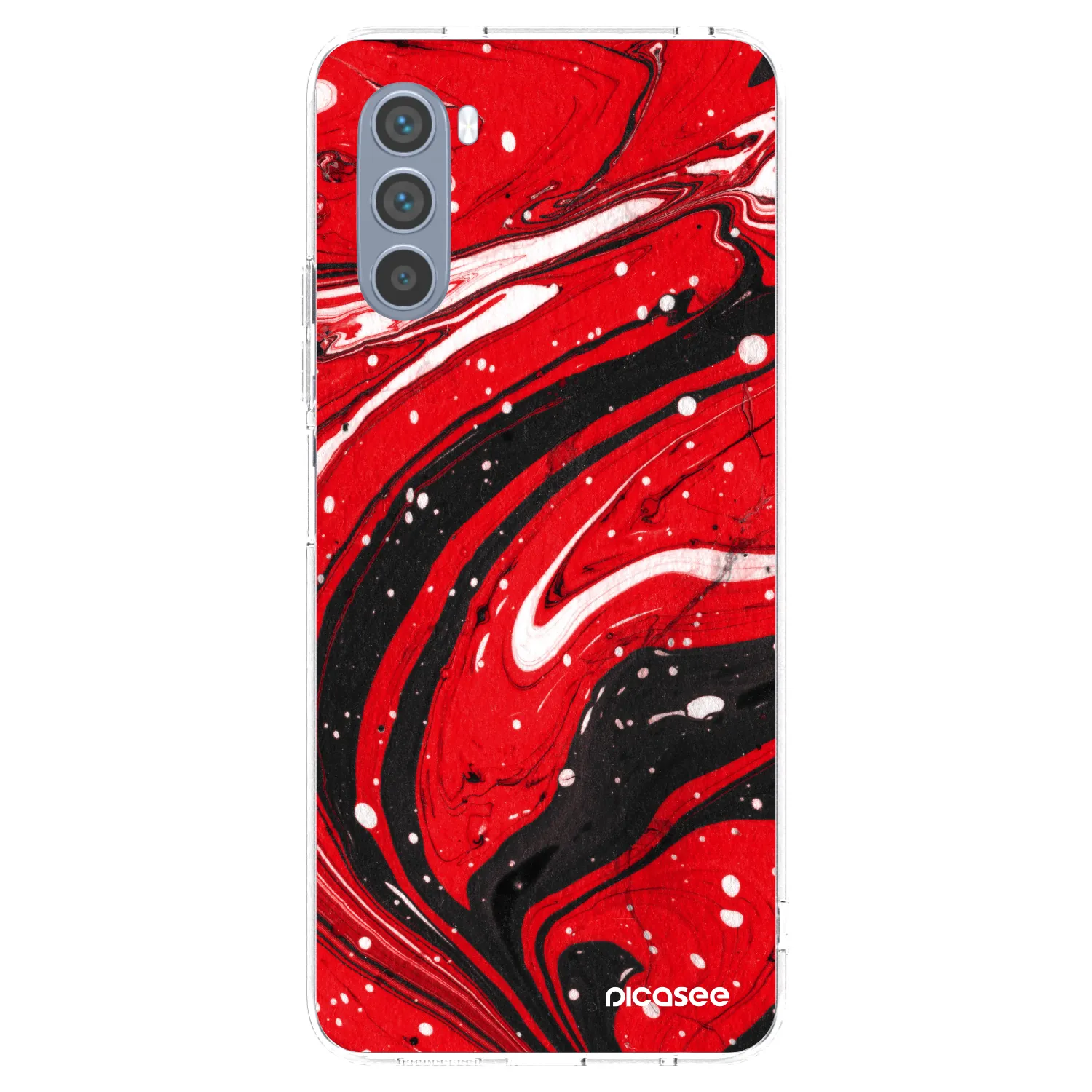 Picasee silikónový prehľadný obal pre Motorola Moto G62 - Red black